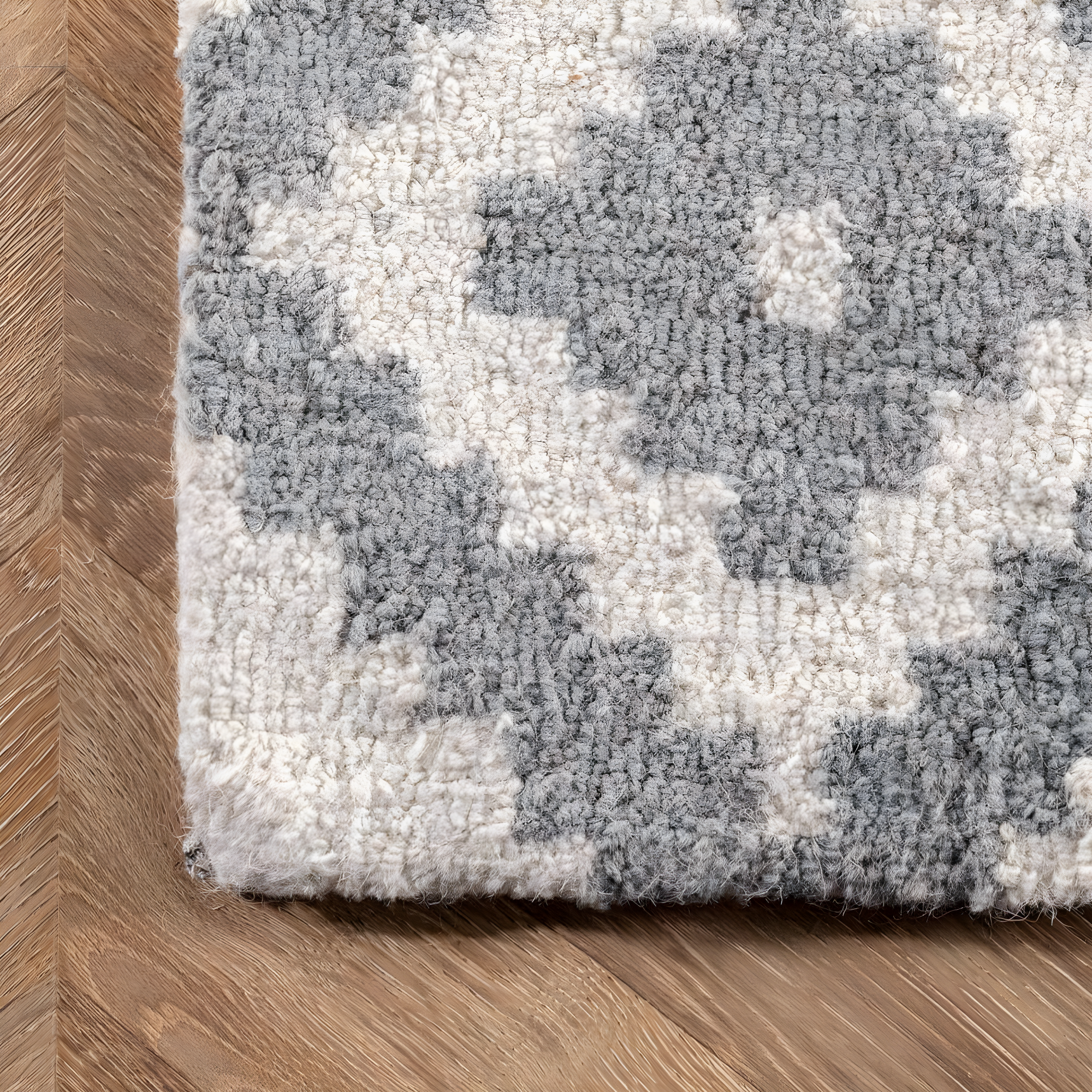 Nuloom Kellee Geometric Oval 4x6 Wool Indoor Area Rug for Living Room Bedroom Dining Room Kitchen, Grey/White