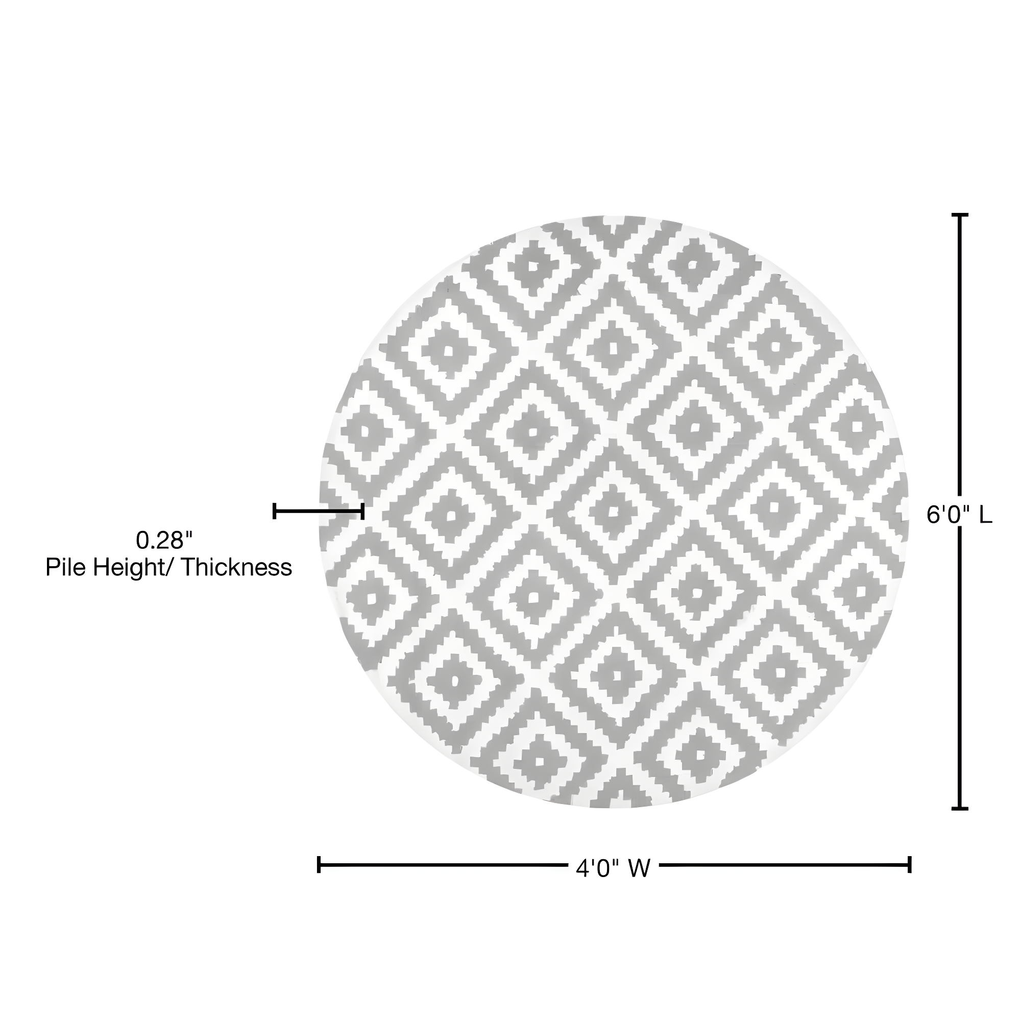 Nuloom Kellee Geometric Oval 4x6 Wool Indoor Area Rug for Living Room Bedroom Dining Room Kitchen, Grey/White