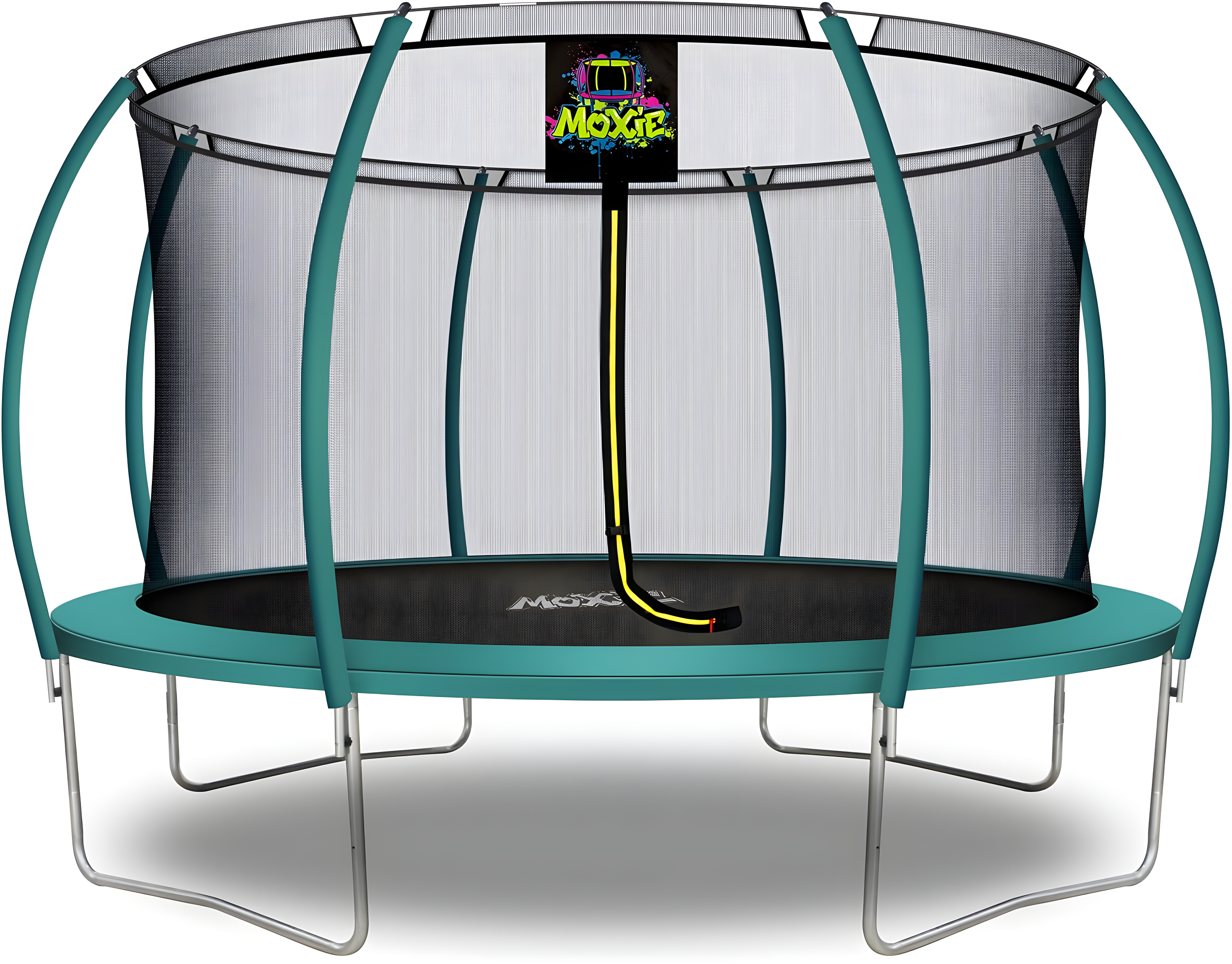 Machrus Moxie Pumpkin-Shaped Outdoor Trampoline Set with Top-Ring Frame Safety Enclosure, 14 FT