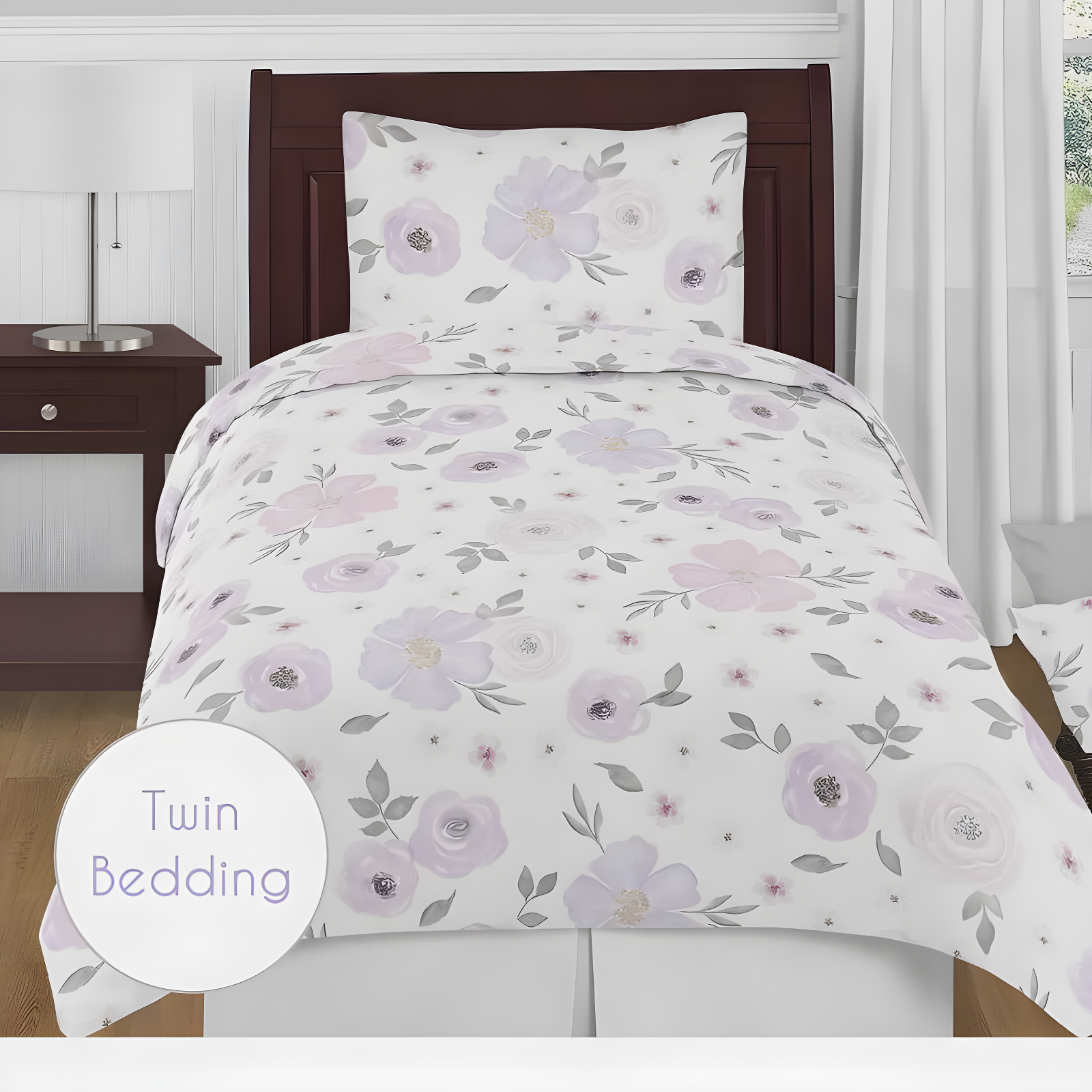 Floral Tailored 54'' Window Valance