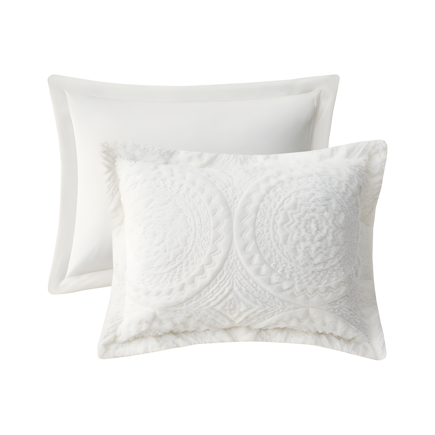 Arya Embroidered Medallion Faux Fur Ultra Plush Duvet Cover Set