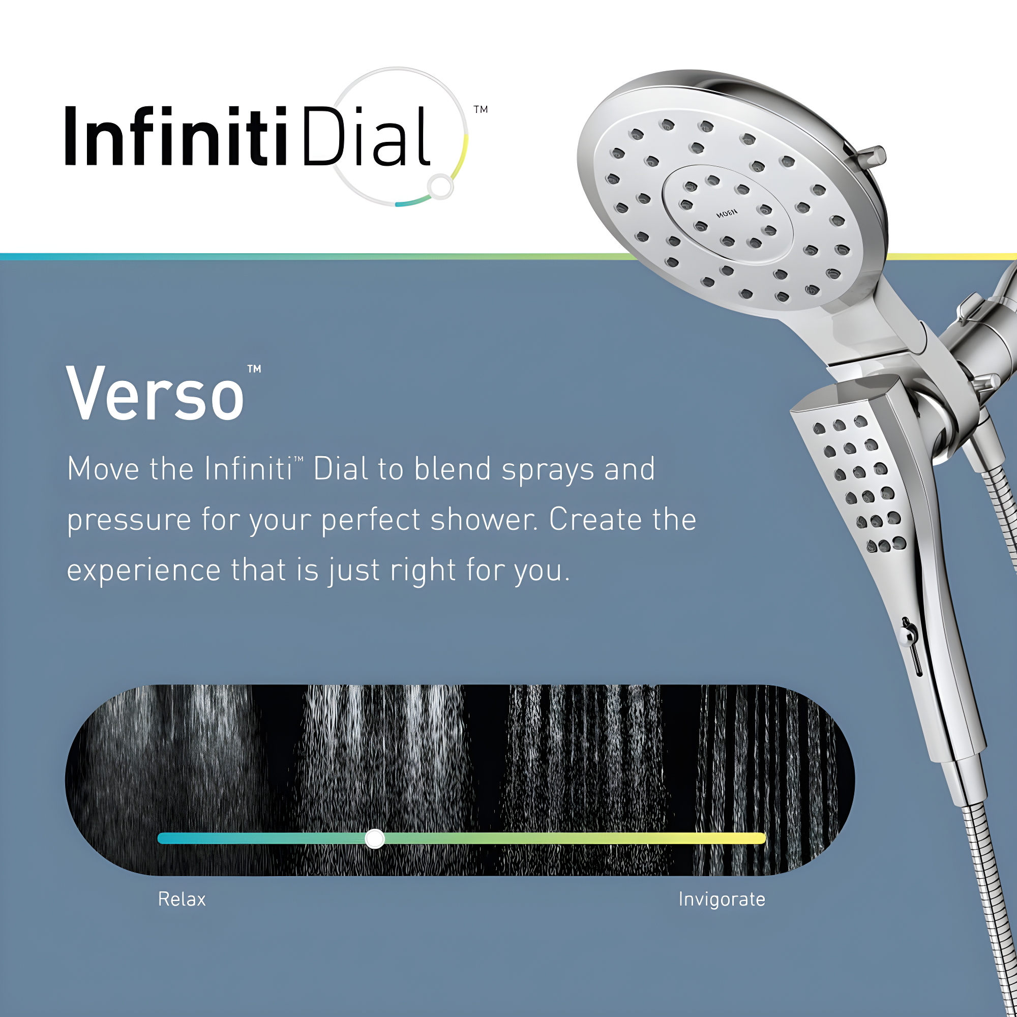 Verso 1.75 GPM Rainshower/Handshower Combination with Infiniti Dial and Magnetix Docking