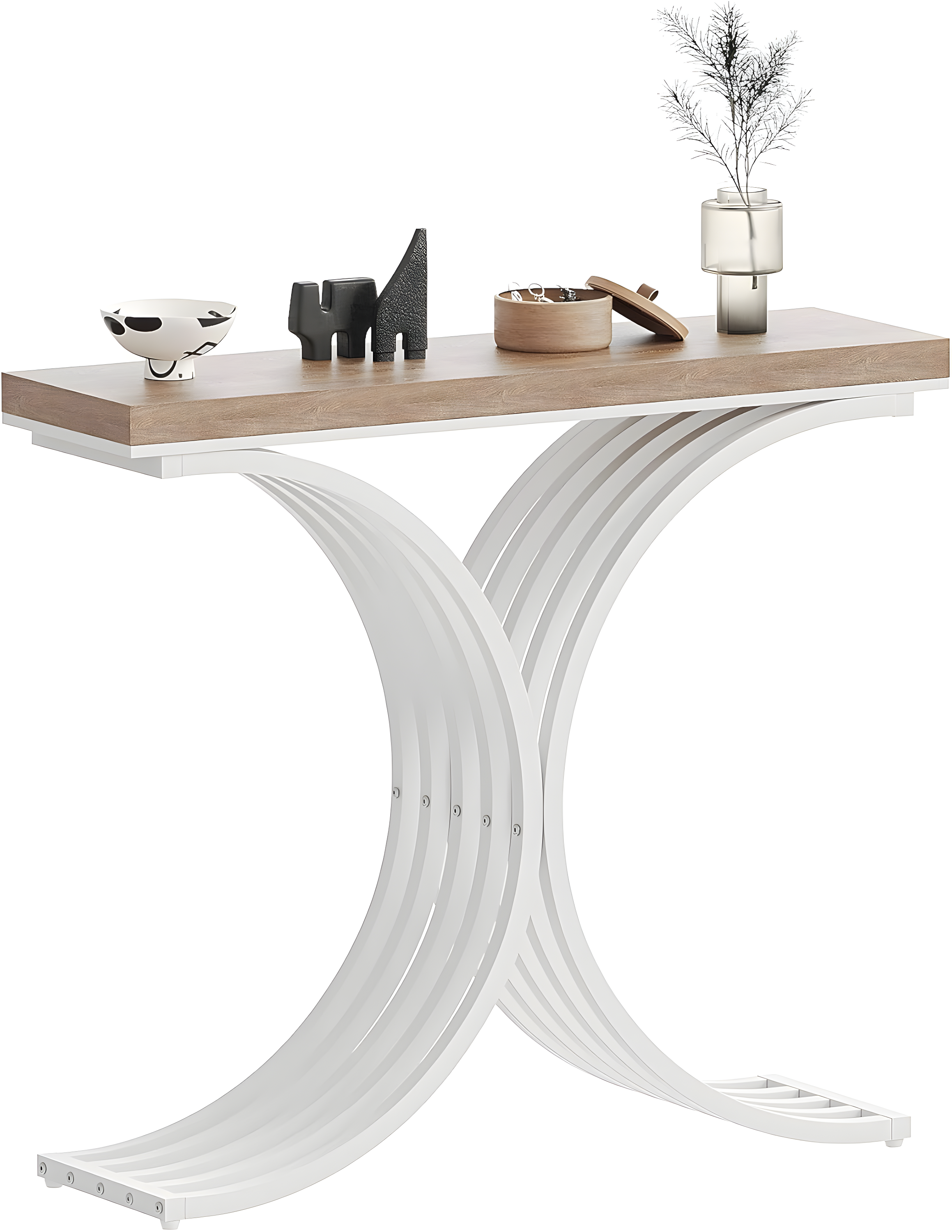 Console Table - Entryway Table for Living Room, Modern Sofa Accent Table with White Faux Marble Top