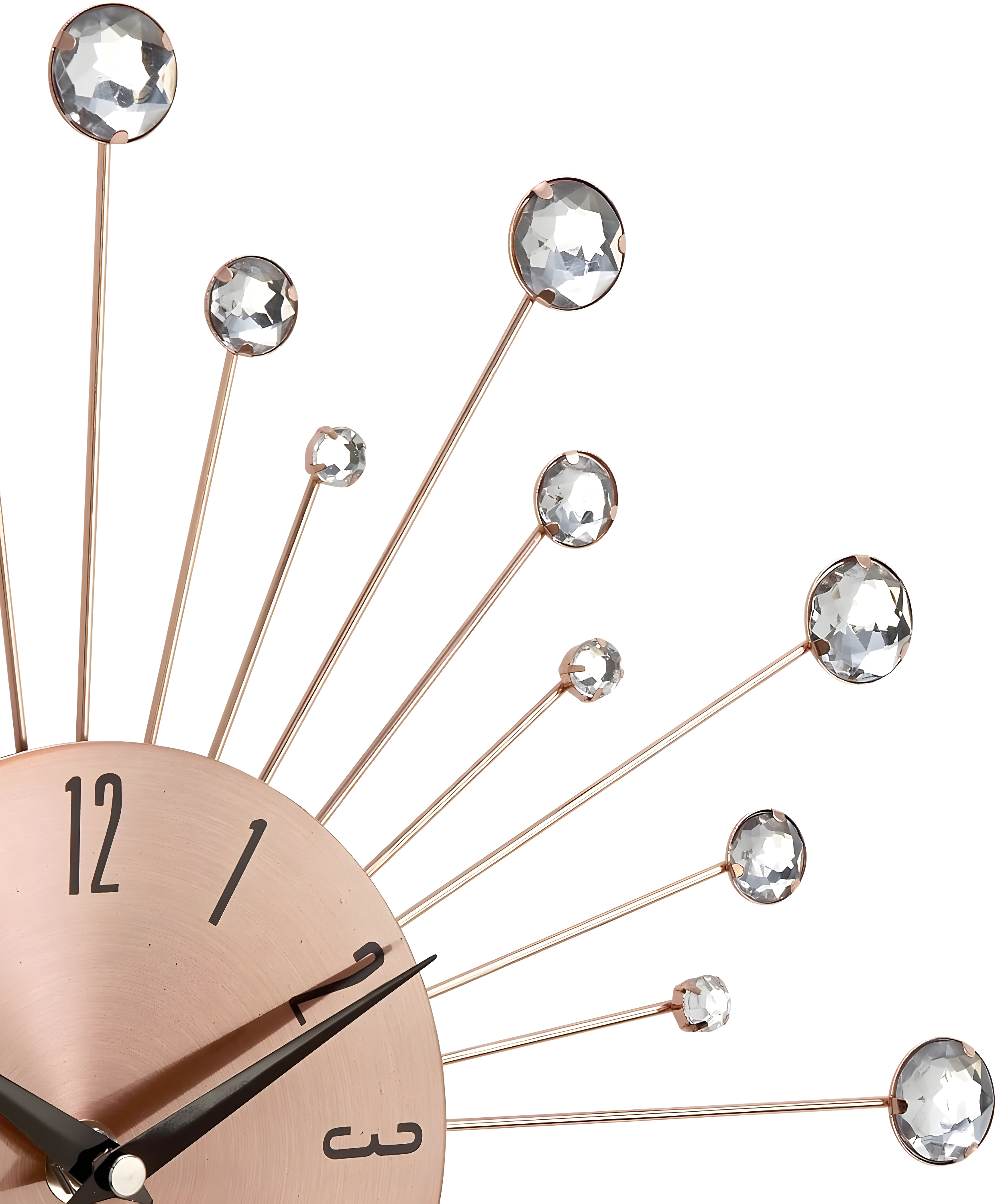 15"x15" Metal Starburst Wall Clock with Crystal Accents Copper - Olivia & May