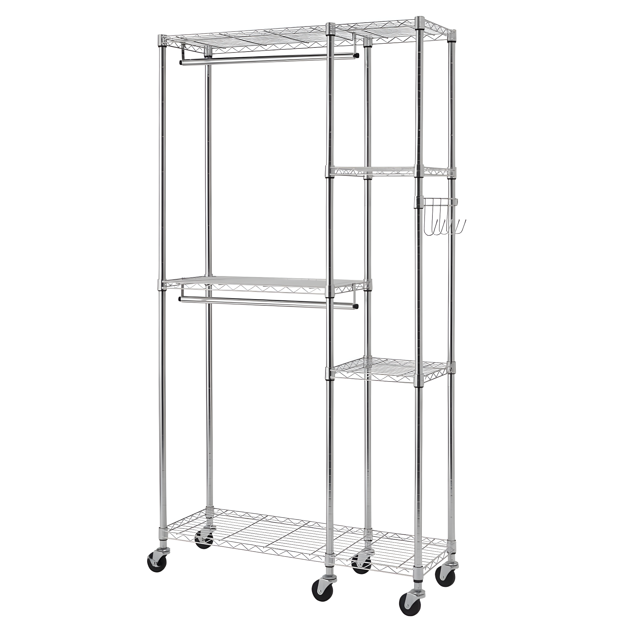 Chrome Wire Free-Standing Closet with Adjustable Shelves