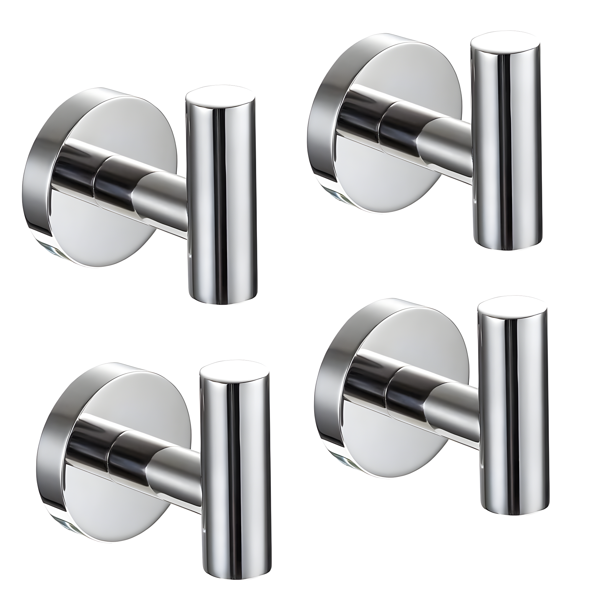 Bathroom Stainless Steel Towel Hooks Wall Mounted 4-Pack