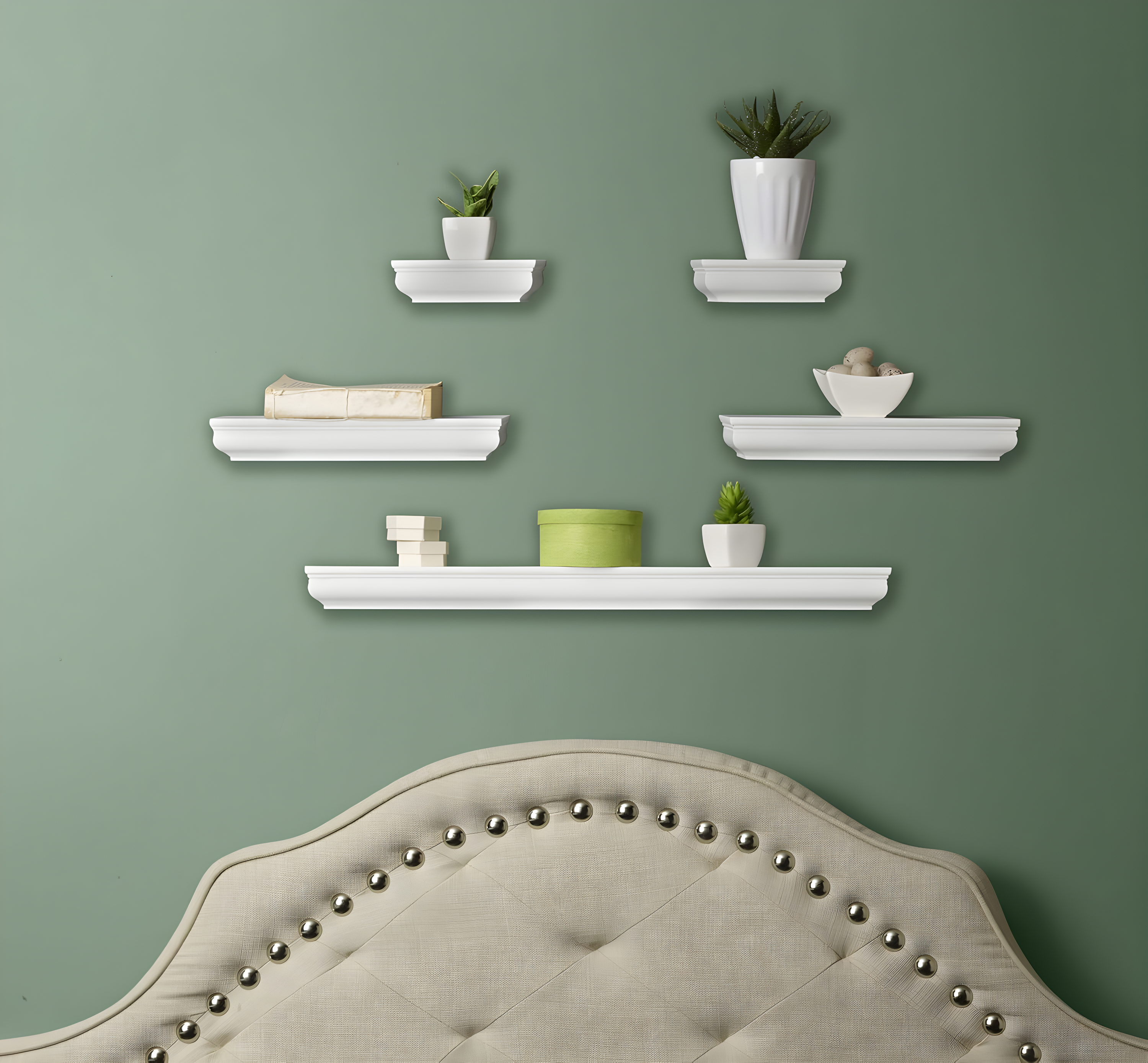 Melannco Melannco 5 Pieces Floating Molding Shelves for Bedroom, Living Room, Bathroom, Kitchen, Nursery (Set of 5)