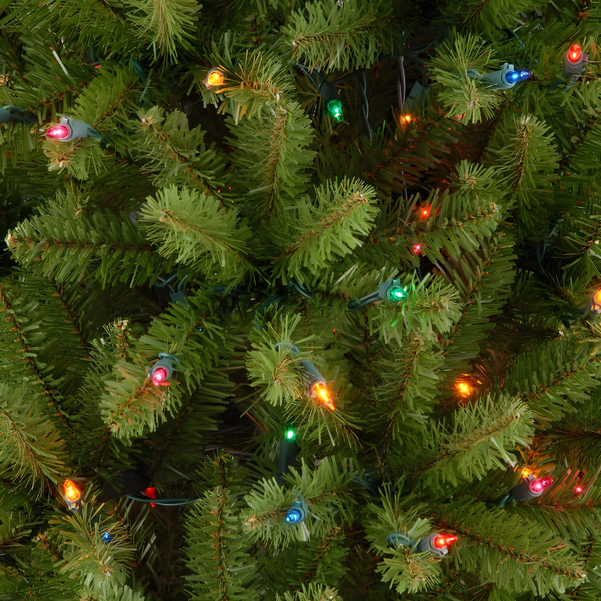 National Tree Company 6.5 ft Artificial Pre-Lit Slim Christmas Tree, Green, Kingswood Fir, Multicolor Lights, Includes Stand