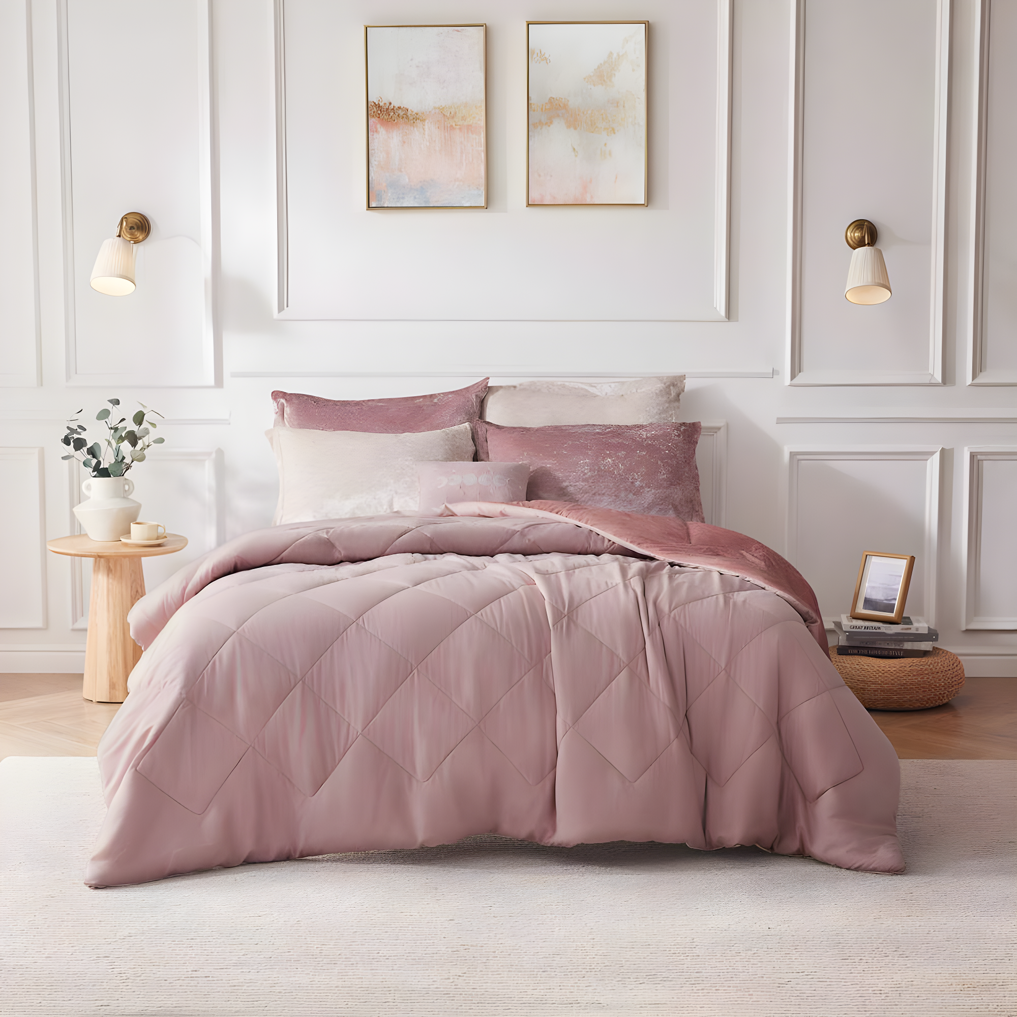 Felicia Crushed Velvet Comforter Set with Throw Pillow