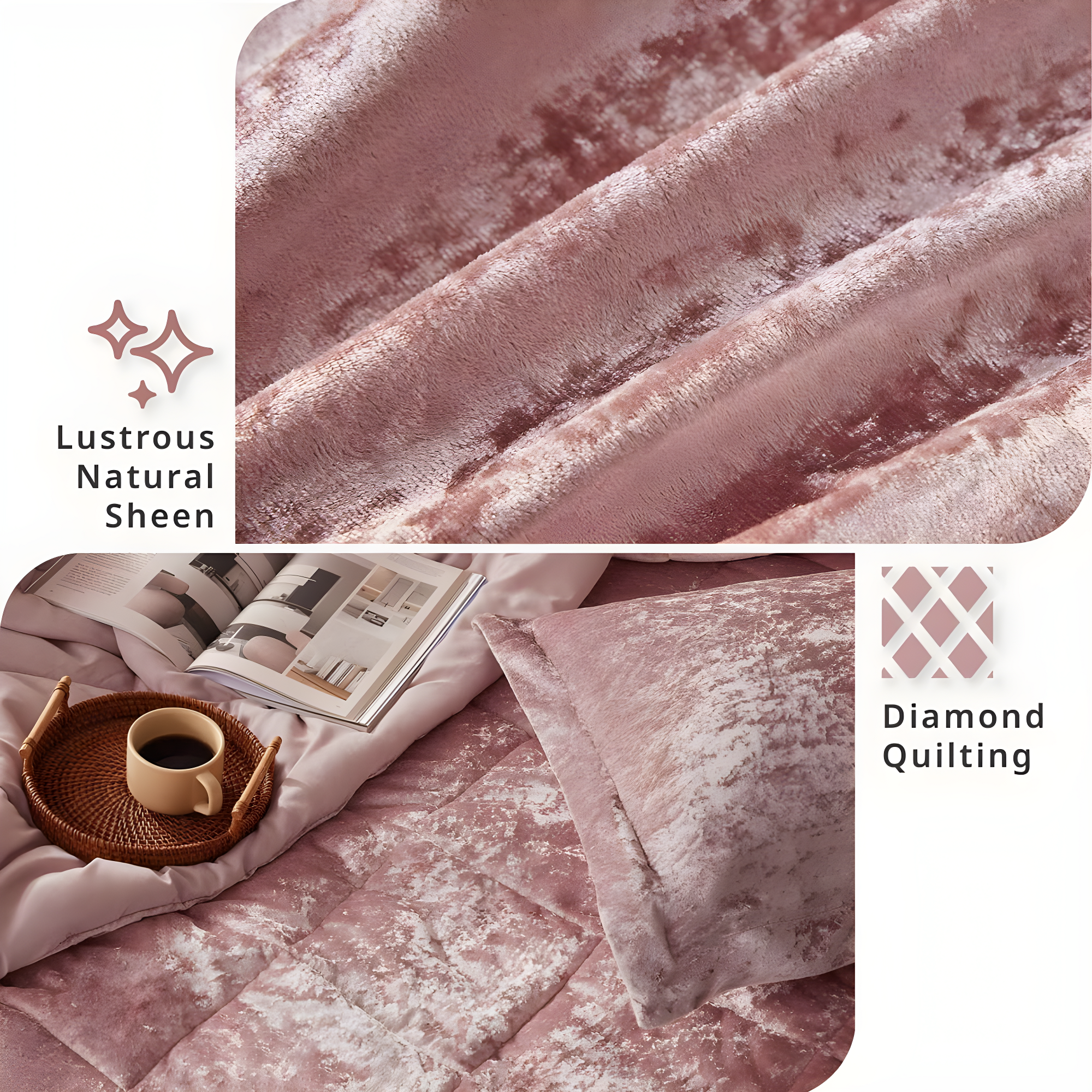 Felicia Crushed Velvet Comforter Set with Throw Pillow