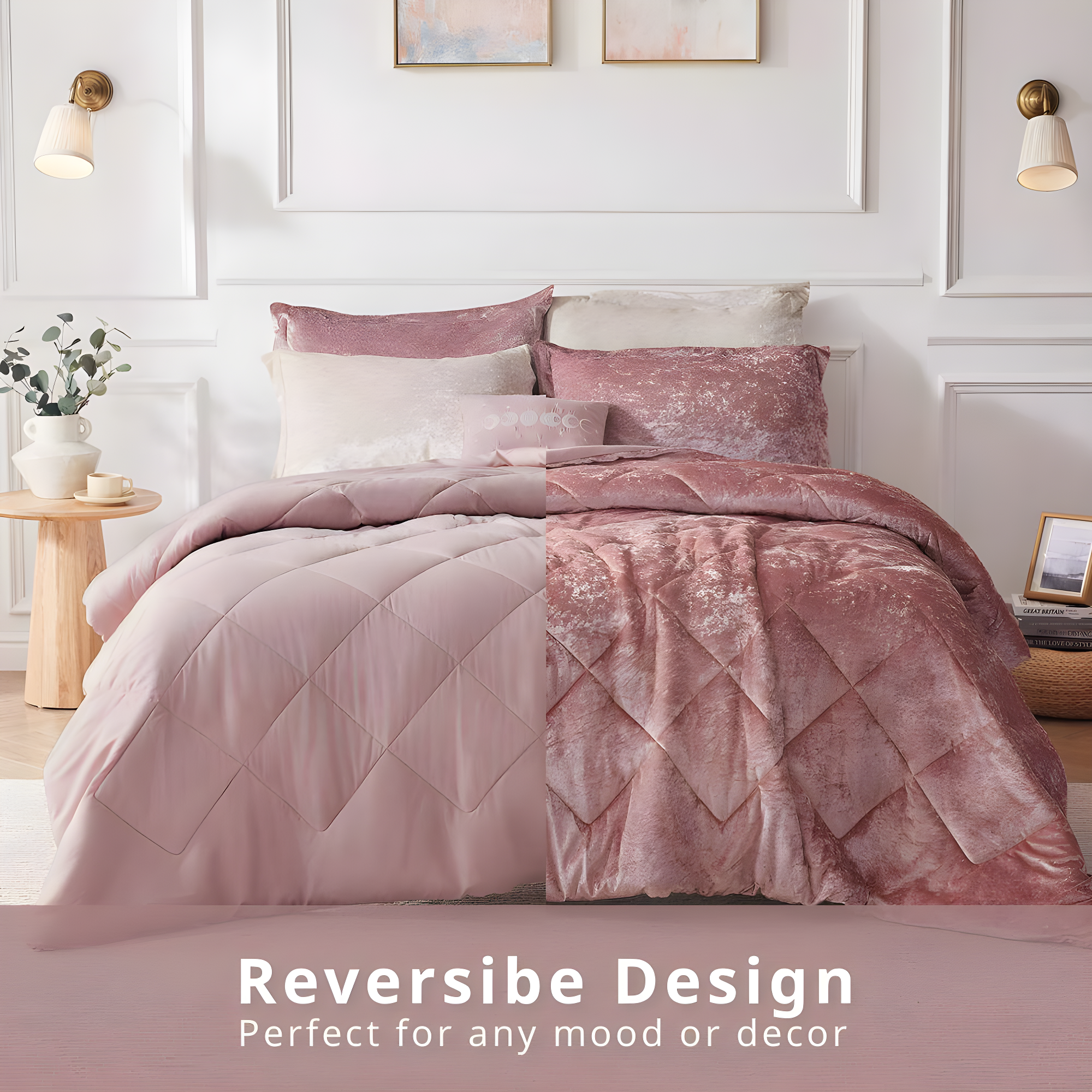 Felicia Crushed Velvet Comforter Set with Throw Pillow