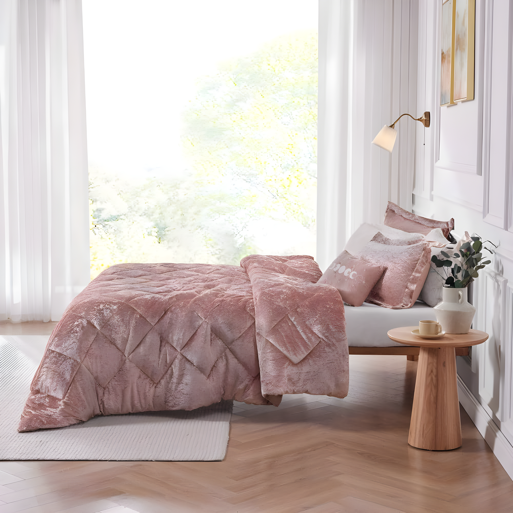 Felicia Crushed Velvet Comforter Set with Throw Pillow