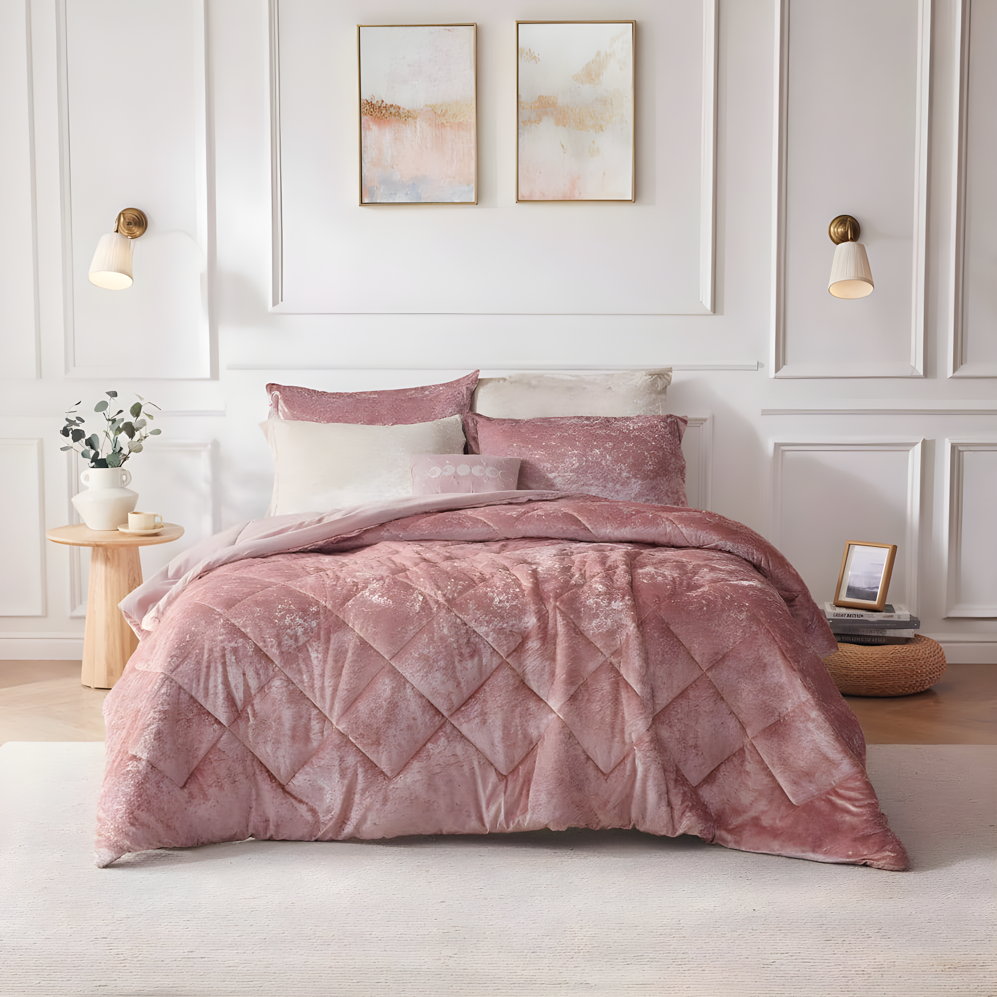 Felicia Crushed Velvet Comforter Set with Throw Pillow