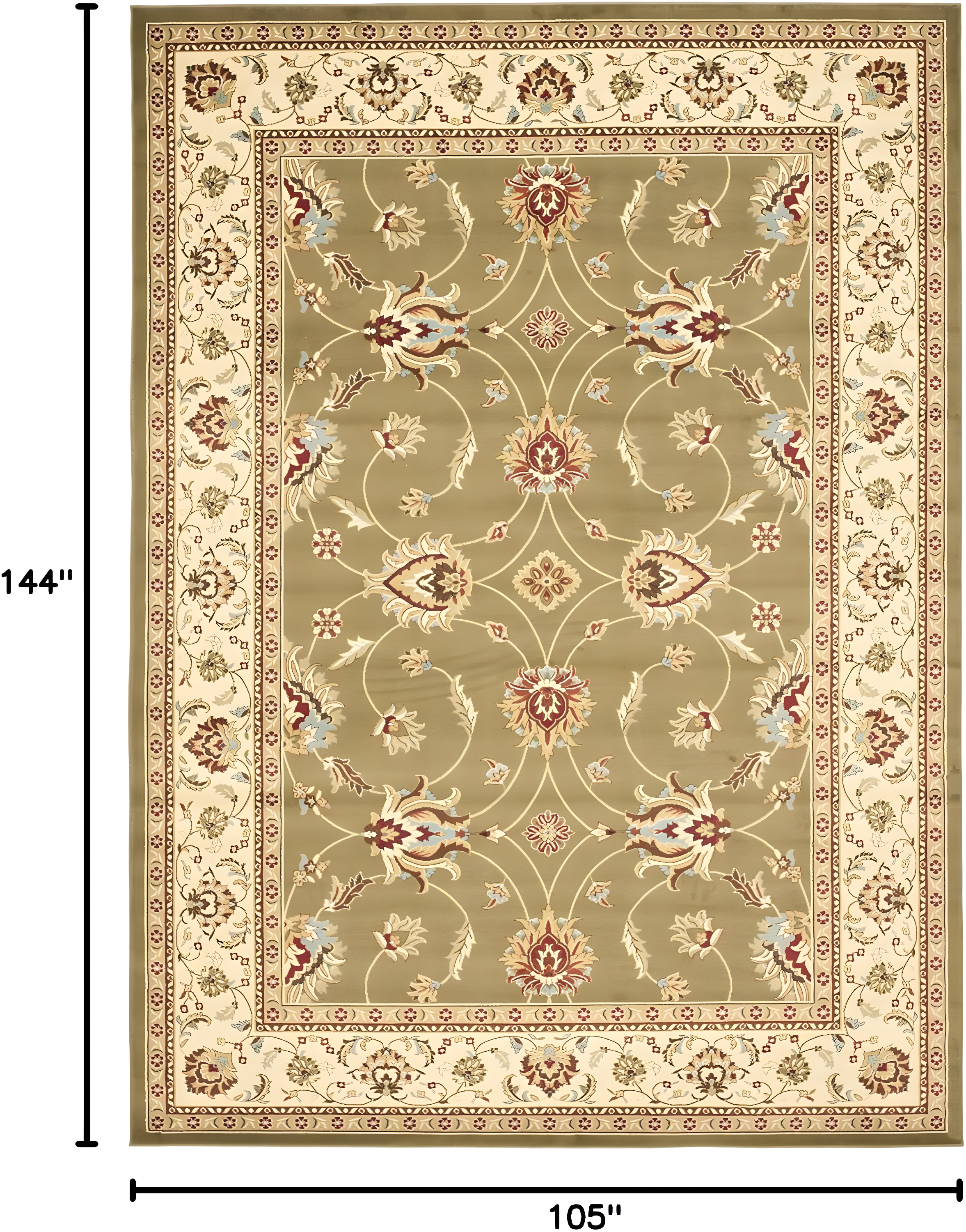 Lyndhurst LNH553 Power Loomed Area Rug - Green/Ivory - 8'9"x12' - Safavieh.