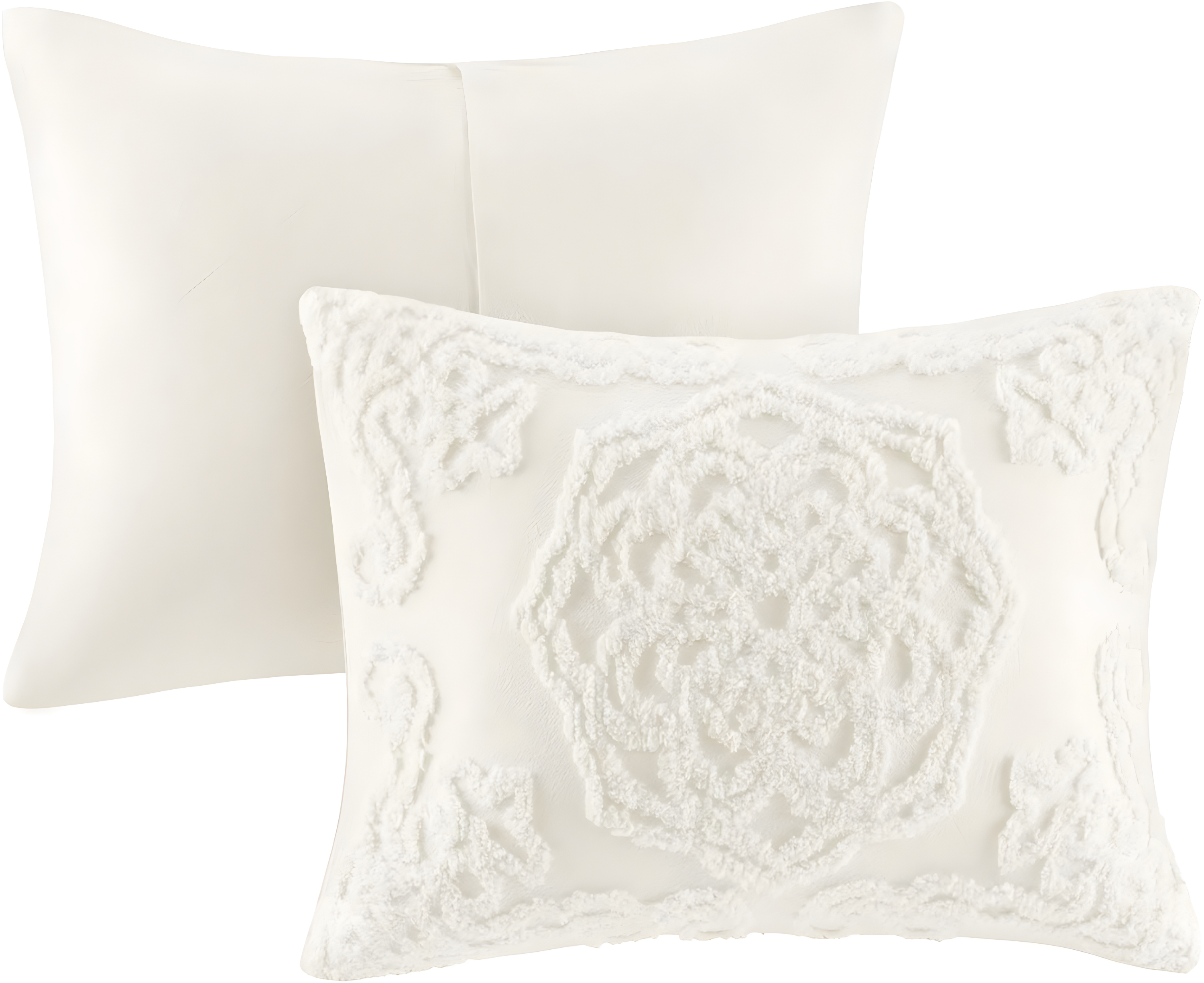 Laetitia Tufted Chenille Cotton Medallion Fringe Coverlet Set