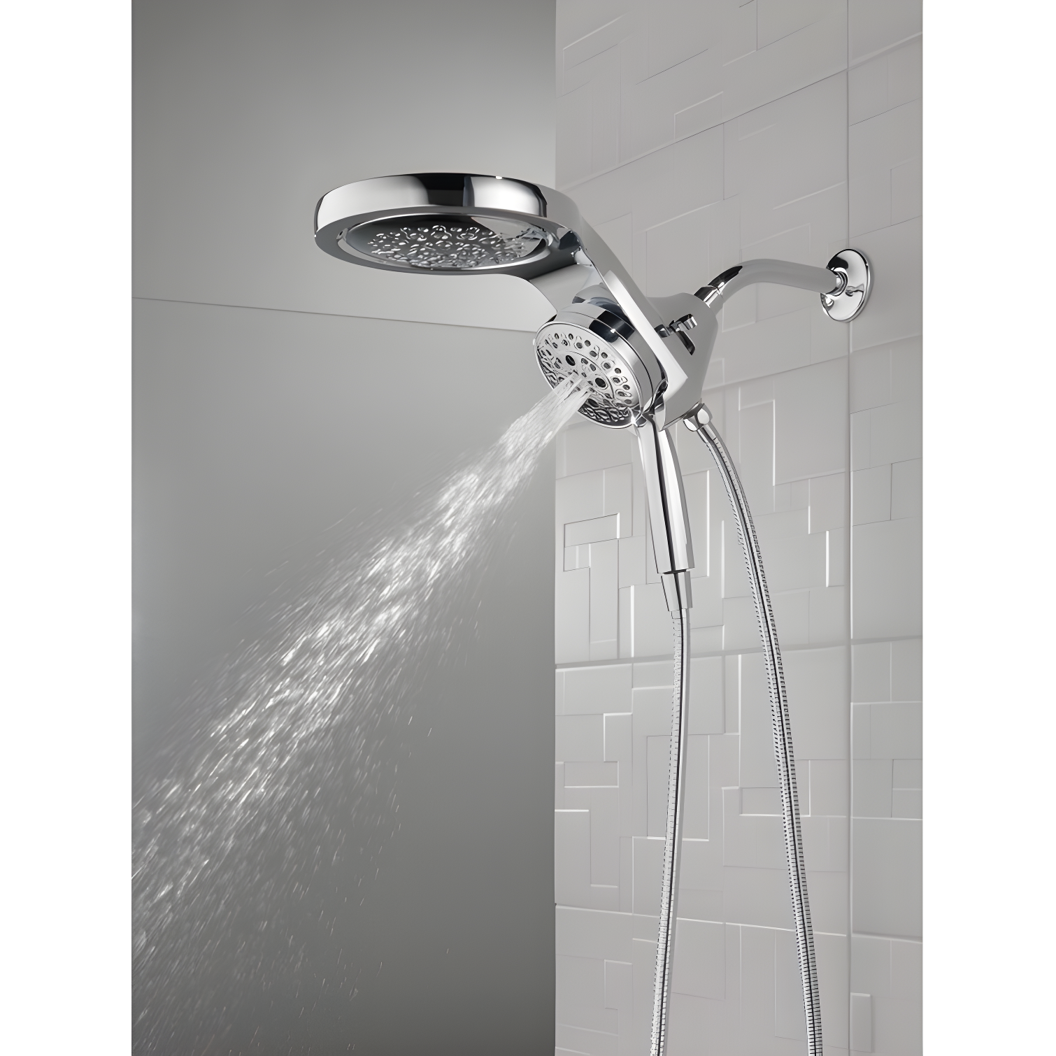 HydraChoice Hydrorain 5 Spray Dual Shower Head and Handheld Shower with H2Okinetic 1.75 GPM