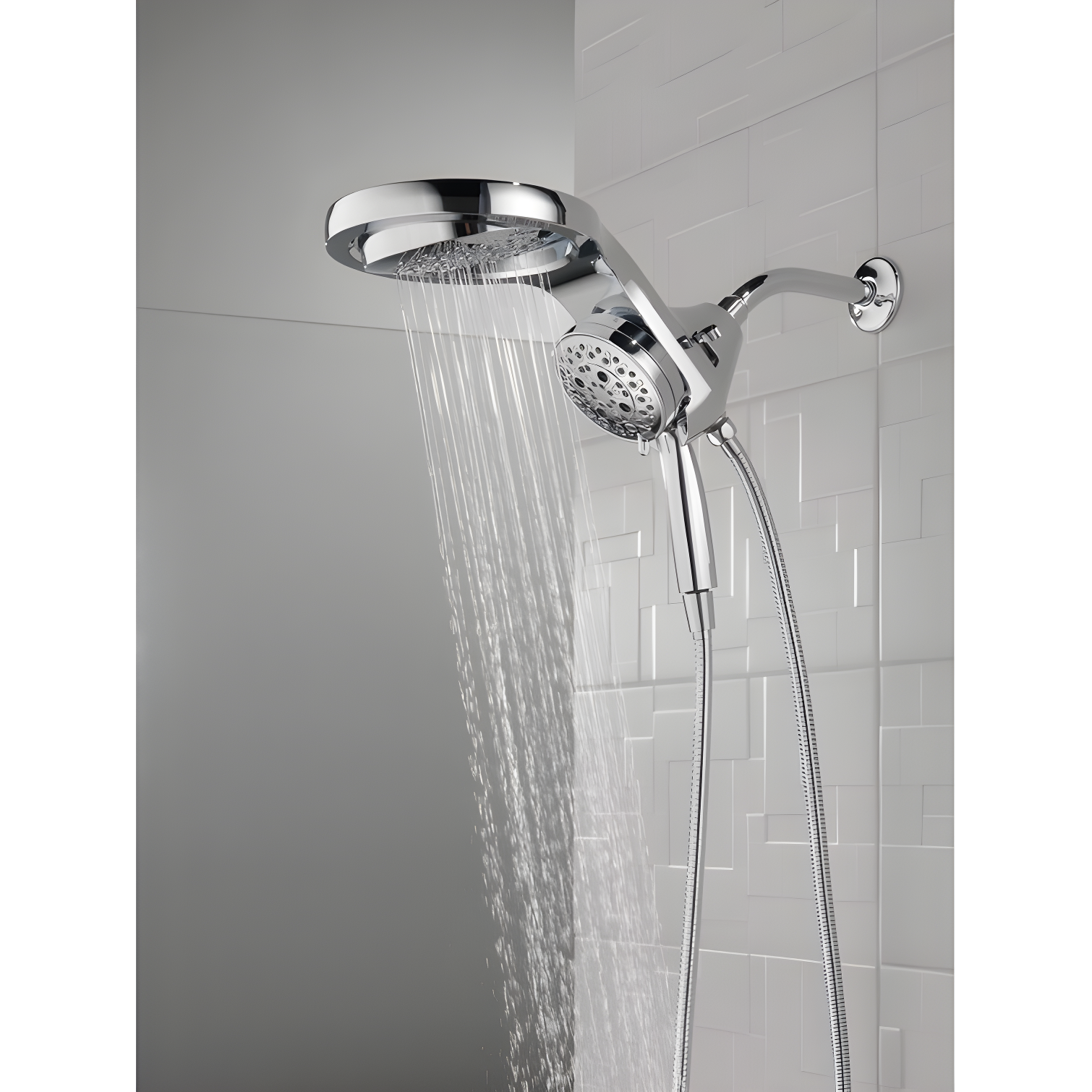 HydraChoice Hydrorain 5 Spray Dual Shower Head and Handheld Shower with H2Okinetic 1.75 GPM