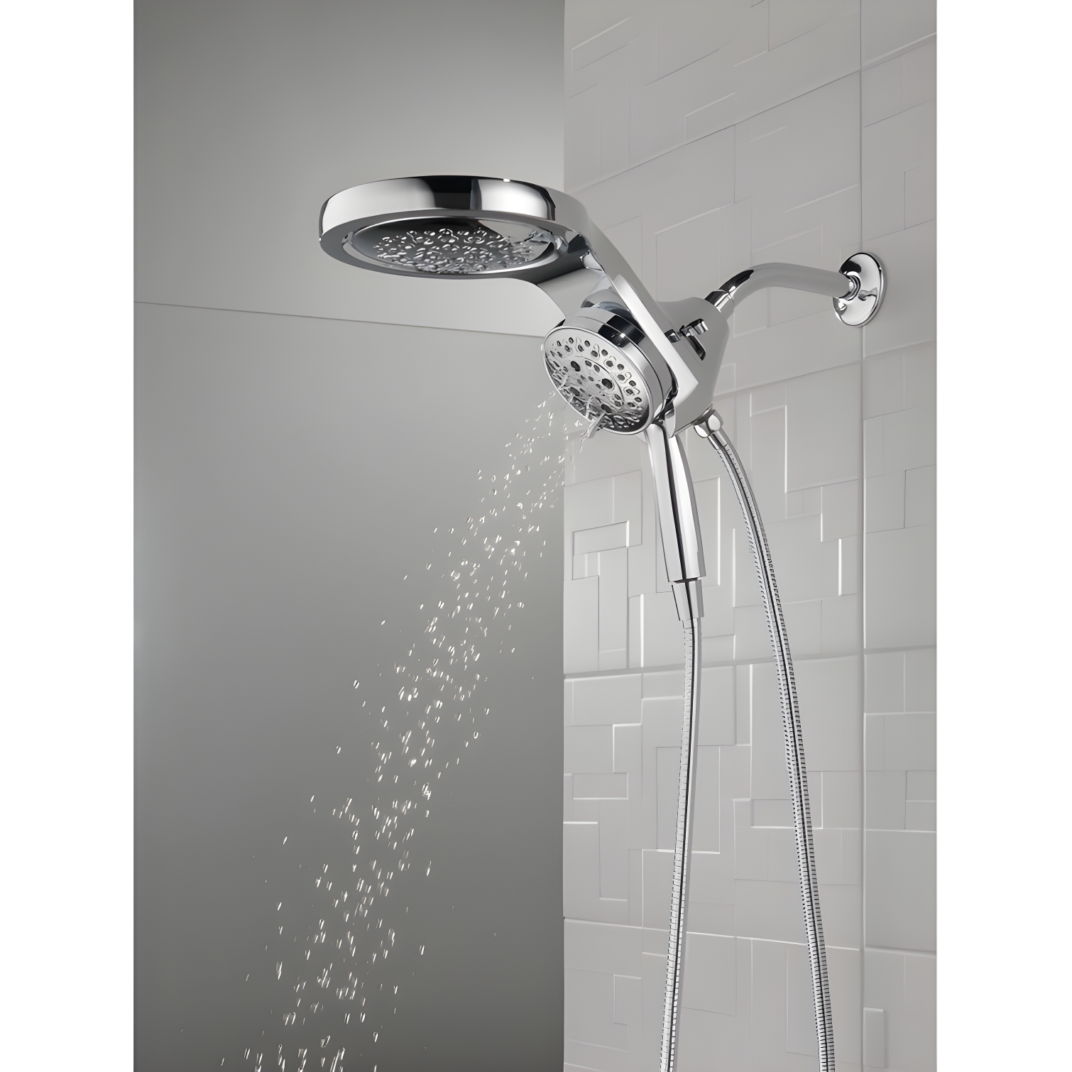 HydraChoice Hydrorain 5 Spray Dual Shower Head and Handheld Shower with H2Okinetic 1.75 GPM