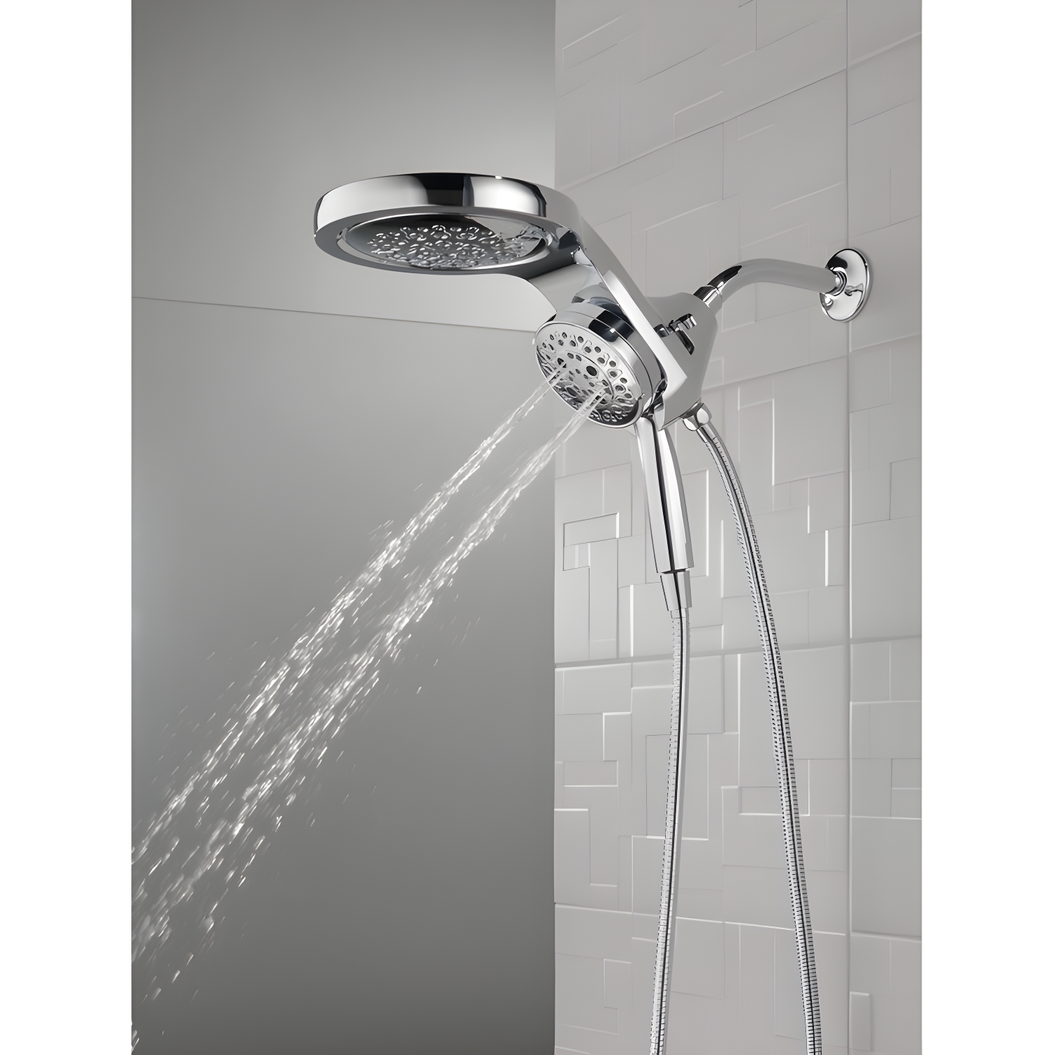 HydraChoice Hydrorain 5 Spray Dual Shower Head and Handheld Shower with H2Okinetic 1.75 GPM
