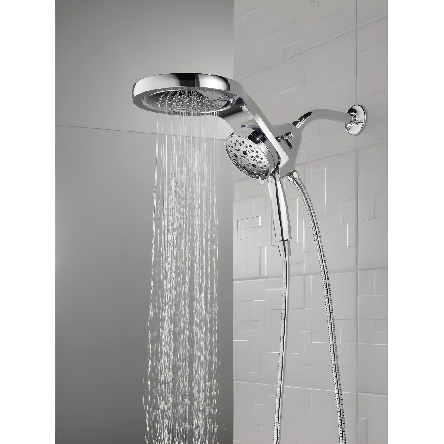 HydraChoice Hydrorain 5 Spray Dual Shower Head and Handheld Shower with H2Okinetic 1.75 GPM