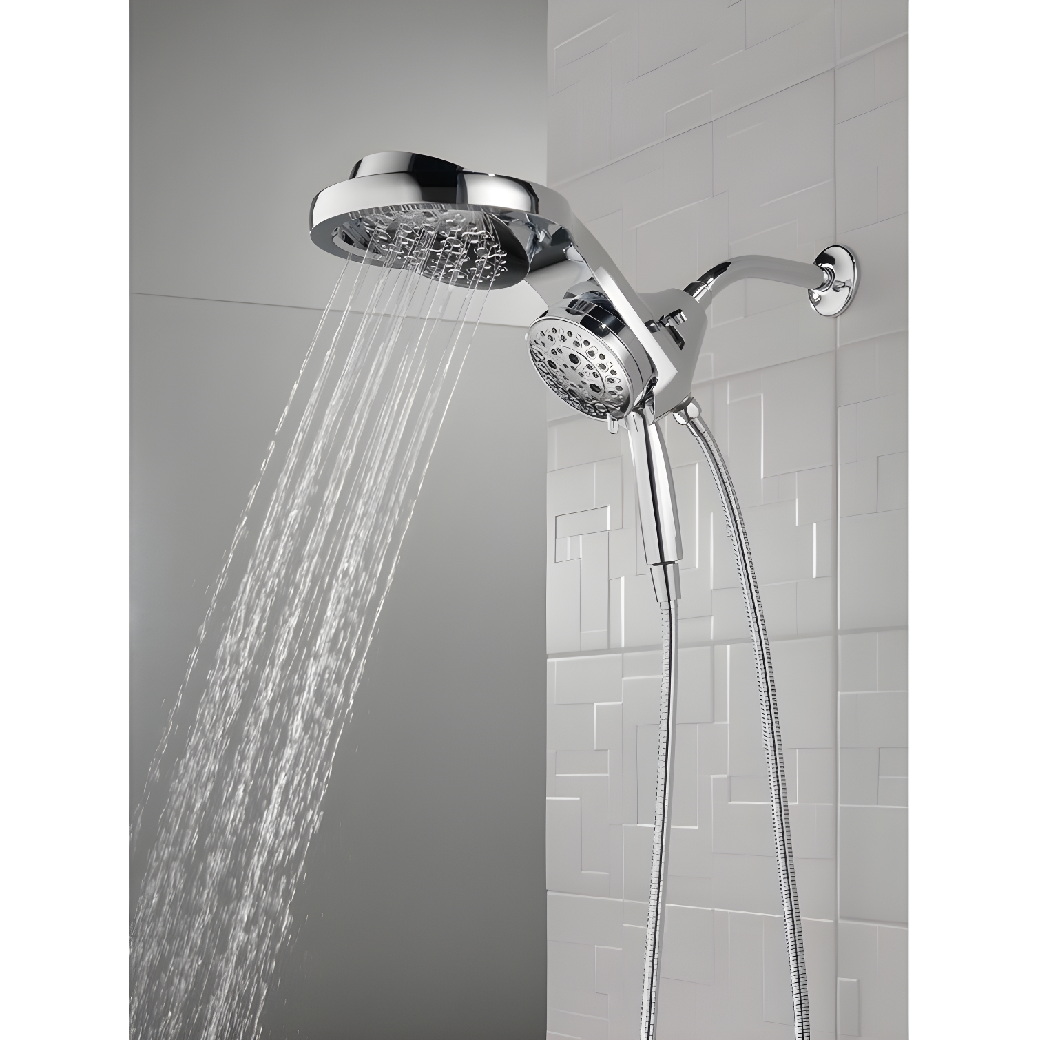 HydraChoice Hydrorain 5 Spray Dual Shower Head and Handheld Shower with H2Okinetic 1.75 GPM