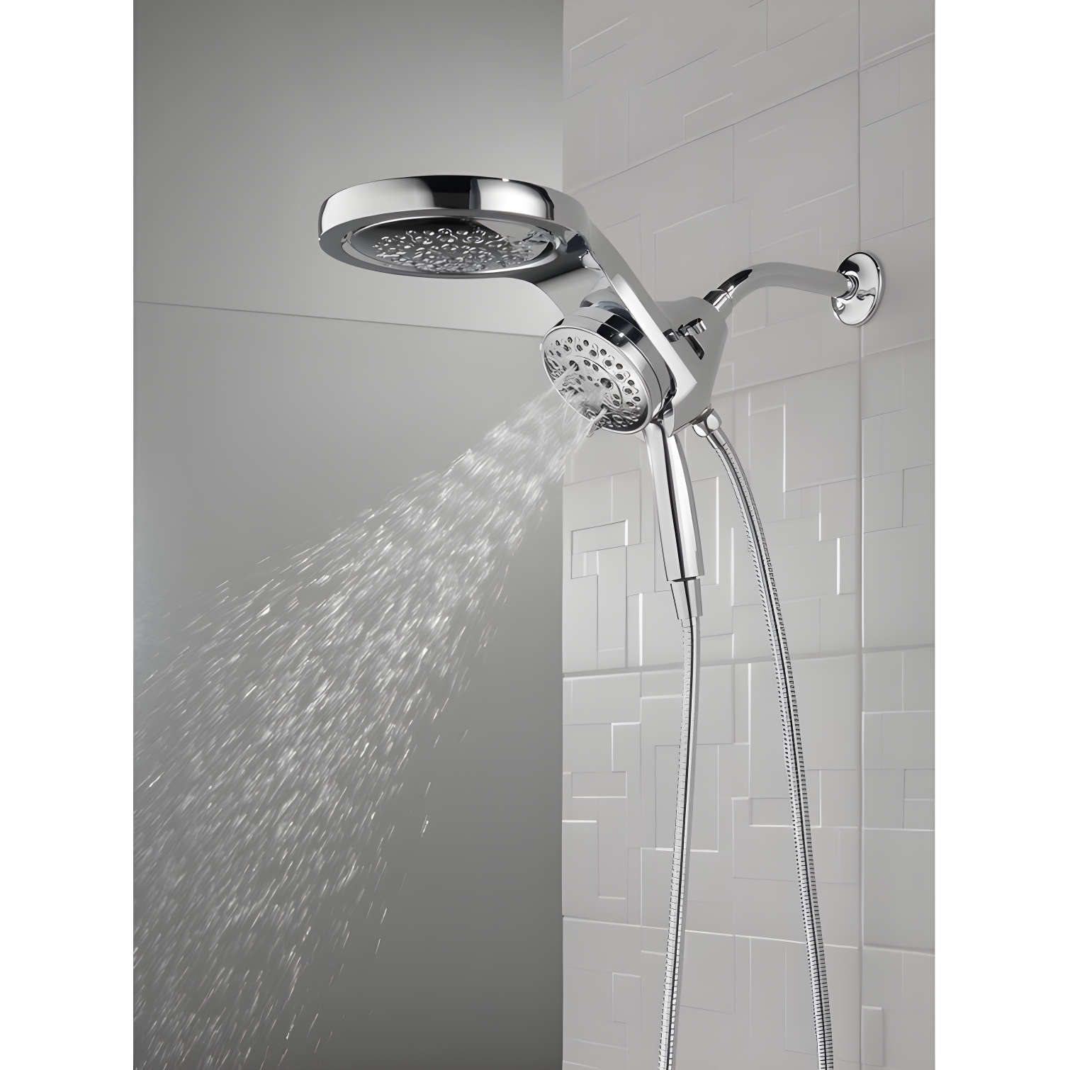 HydraChoice Hydrorain 5 Spray Dual Shower Head and Handheld Shower with H2Okinetic 1.75 GPM