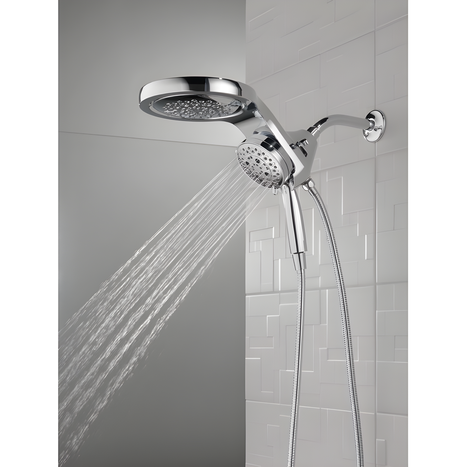 HydraChoice Hydrorain 5 Spray Dual Shower Head and Handheld Shower with H2Okinetic 1.75 GPM