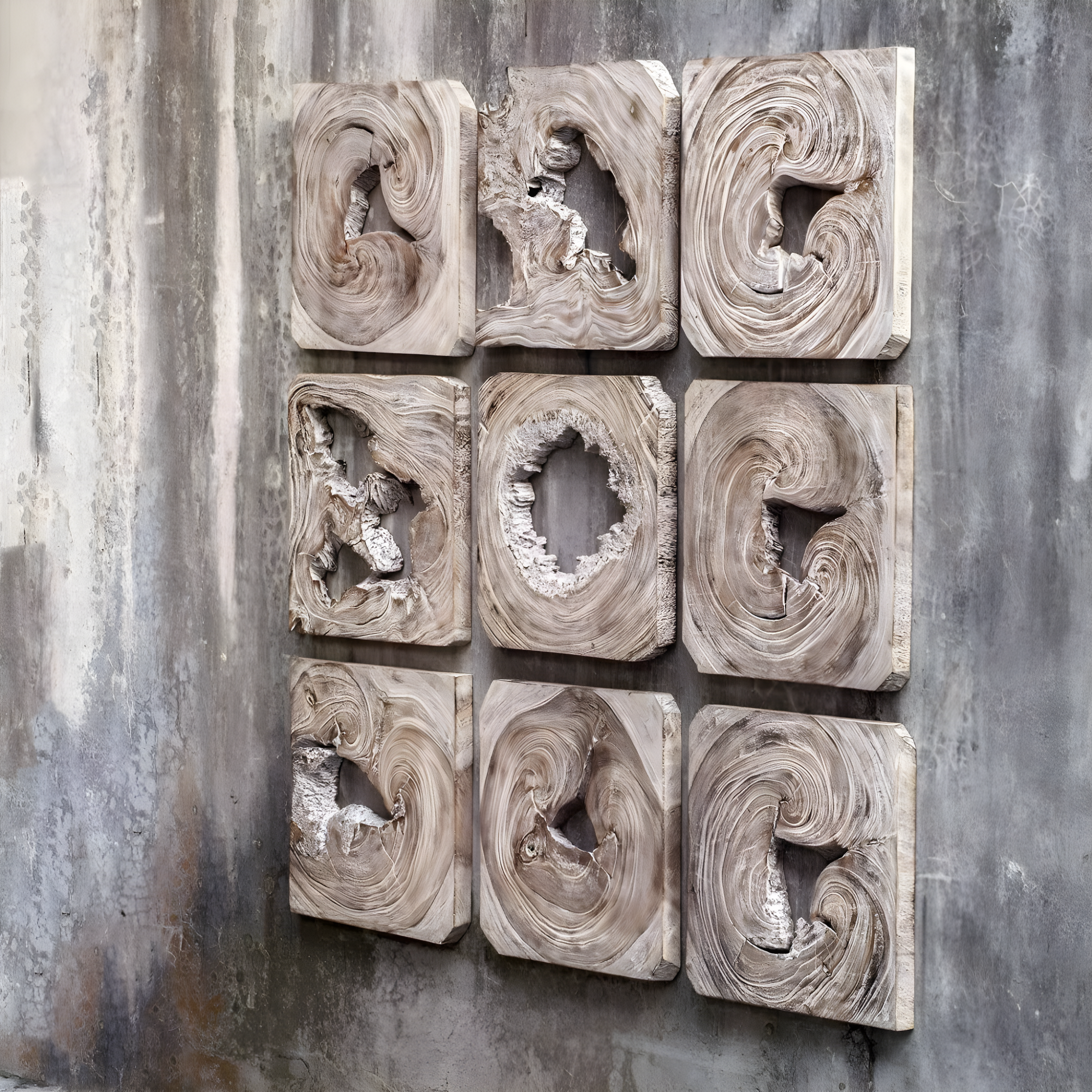 Uttermost Bahati 16" Wide 9-Piece Wood Wall Art Set