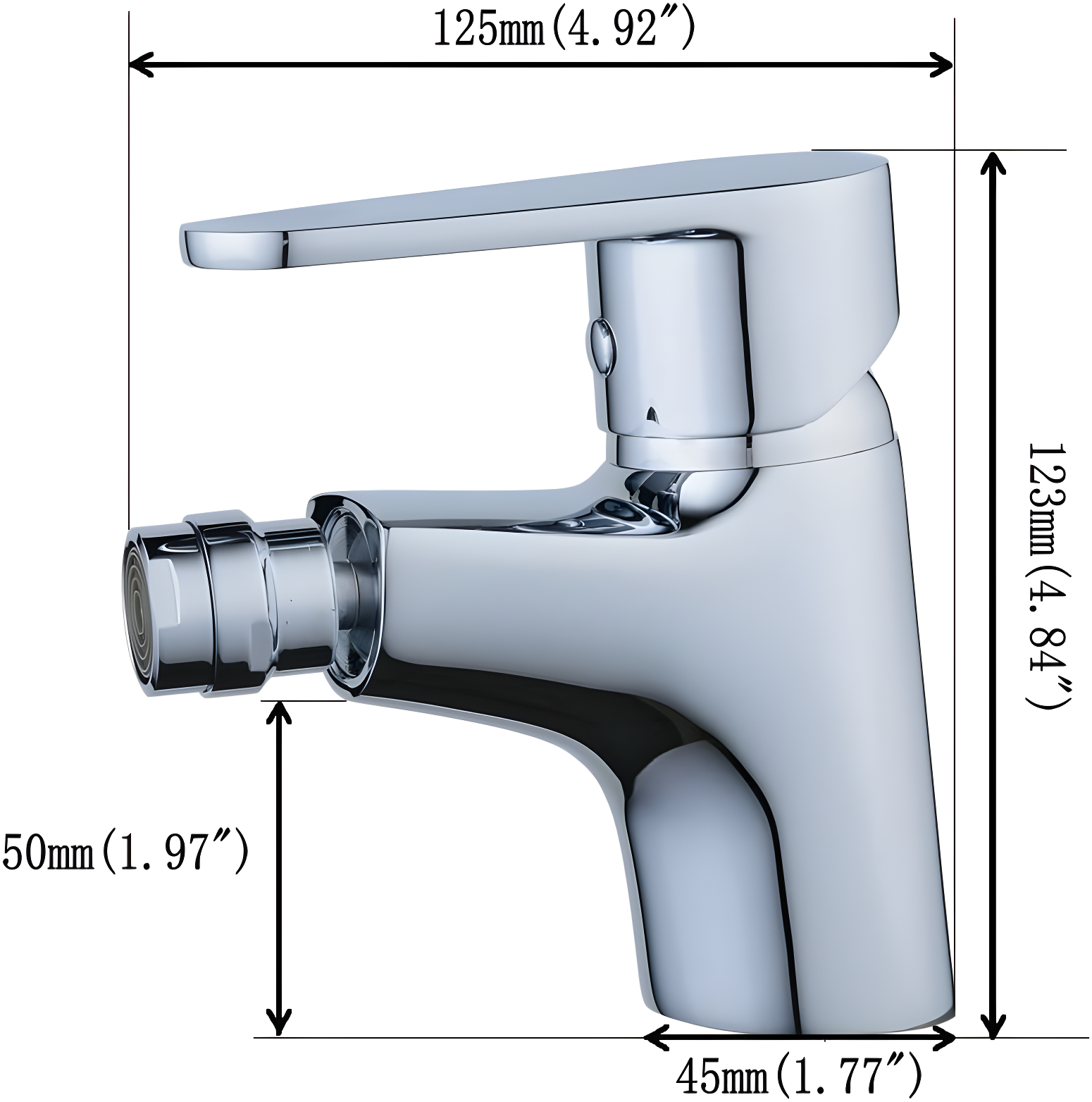 Beelee BL6787 Bath Bidet Faucet Single Hole with Metal Lever Handle