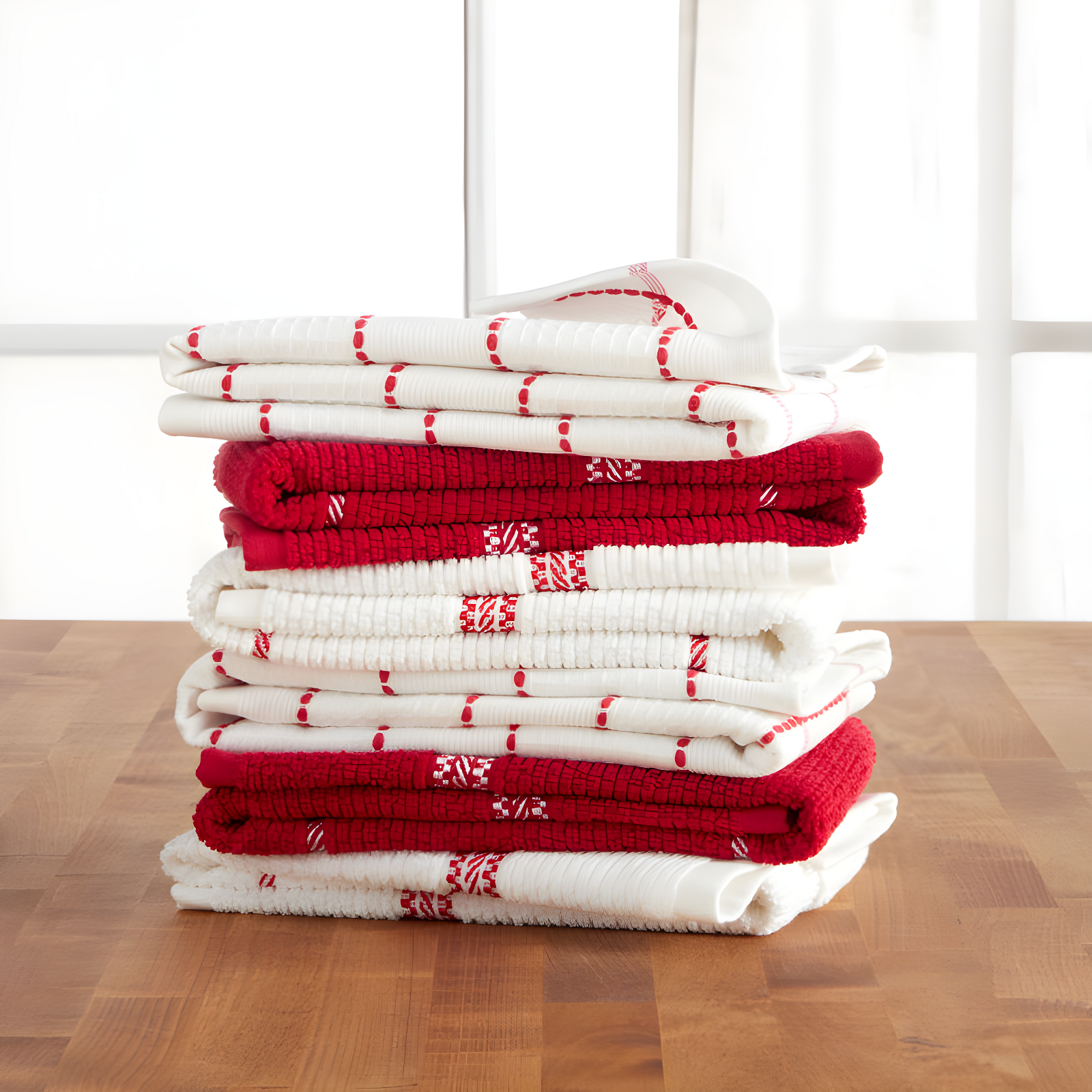 Martha Stewart Martha Stewart Modern Waffle Kitchen Towel Set 6-Pack, Linen, 16"x28" (Set of 6)