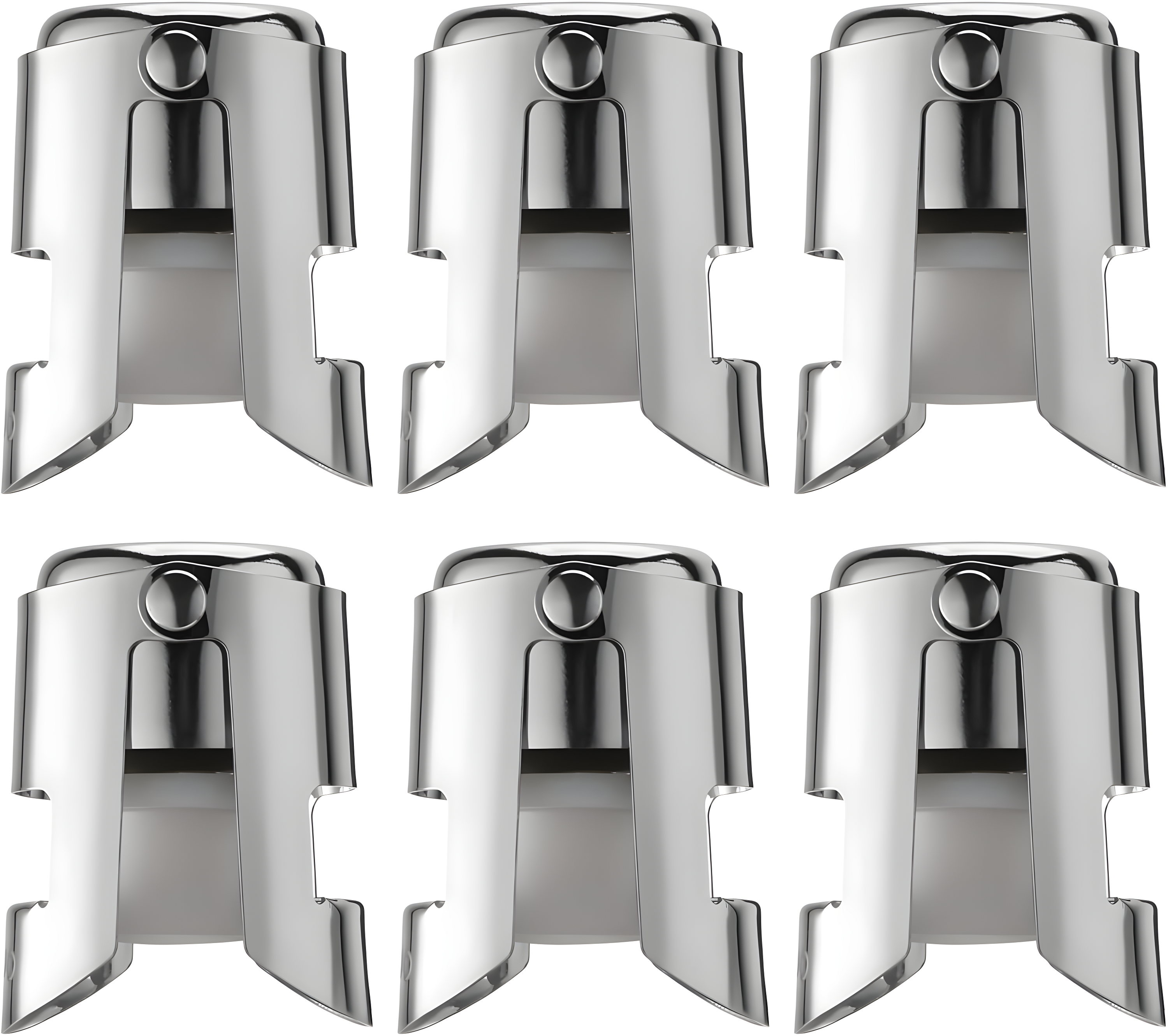 6 Pack Stainless Steel Champagne Stopper with Leak-Proof Bubble Seal - Preserve Bubbly and Extend Wine Storage Time - Fits Most Champagne Bottles - Food Grade Silicone - Easy to Use and Clean