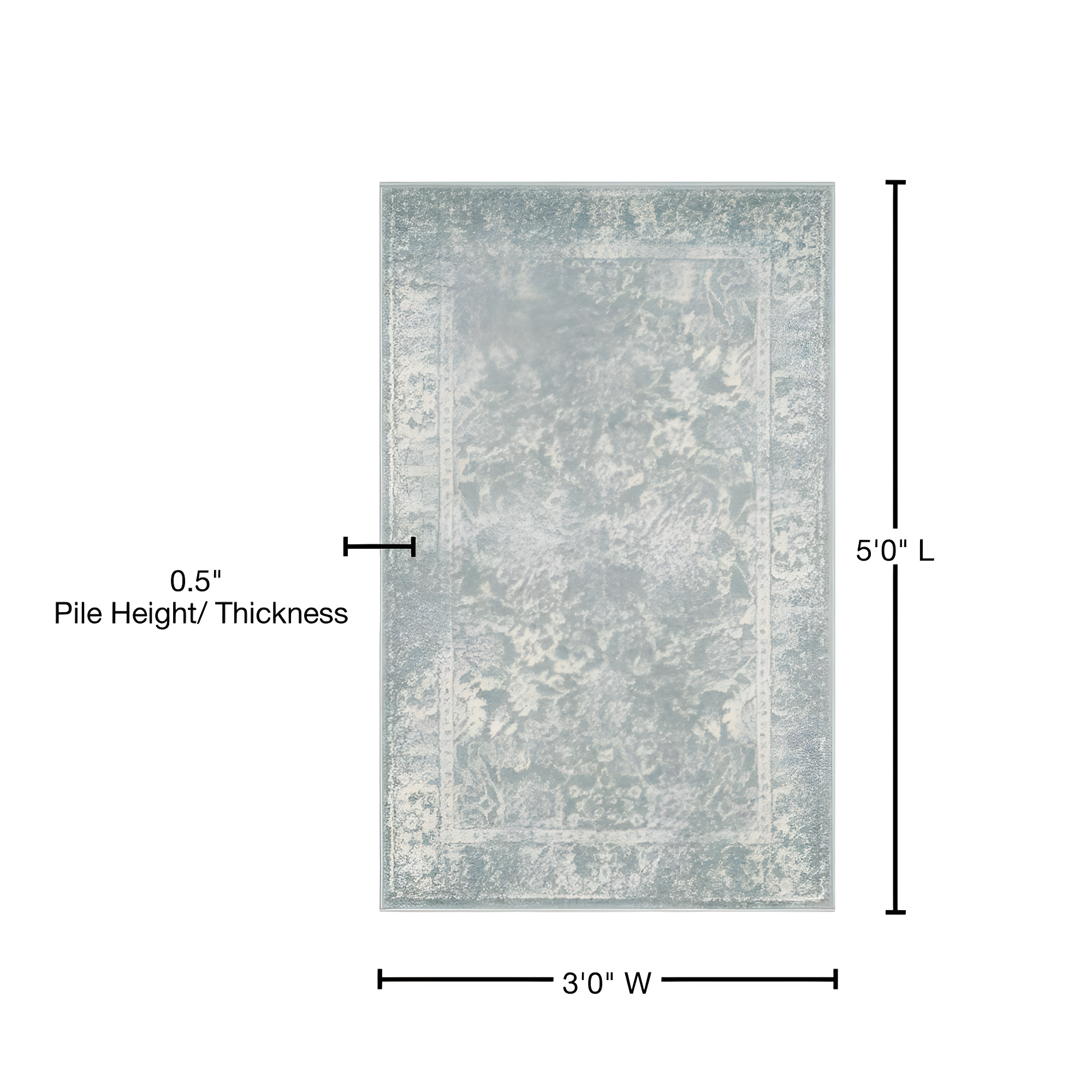 SAFAVIEH Adirondack Wyatt Distressed Area Rug, Slate/Ivory, 3' x 5'