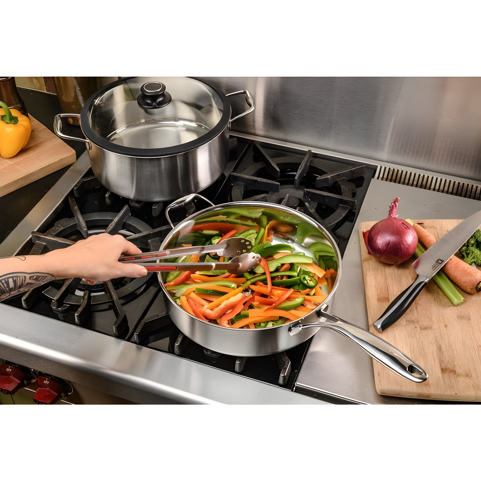 4.5 Quarts Non-Stick Stainless Steel Saute Pan with Lid
