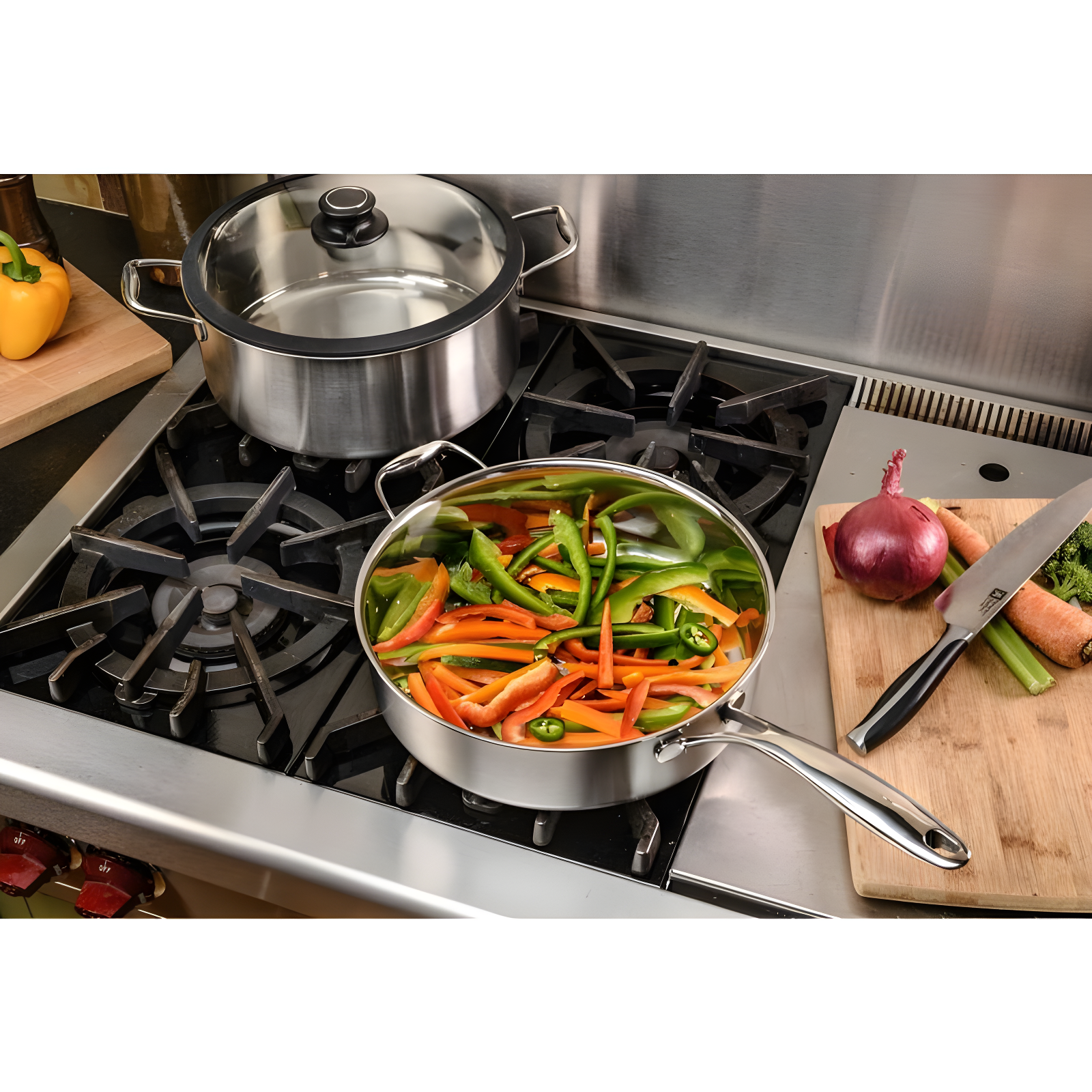 4.5 Quarts Non-Stick Stainless Steel Saute Pan with Lid