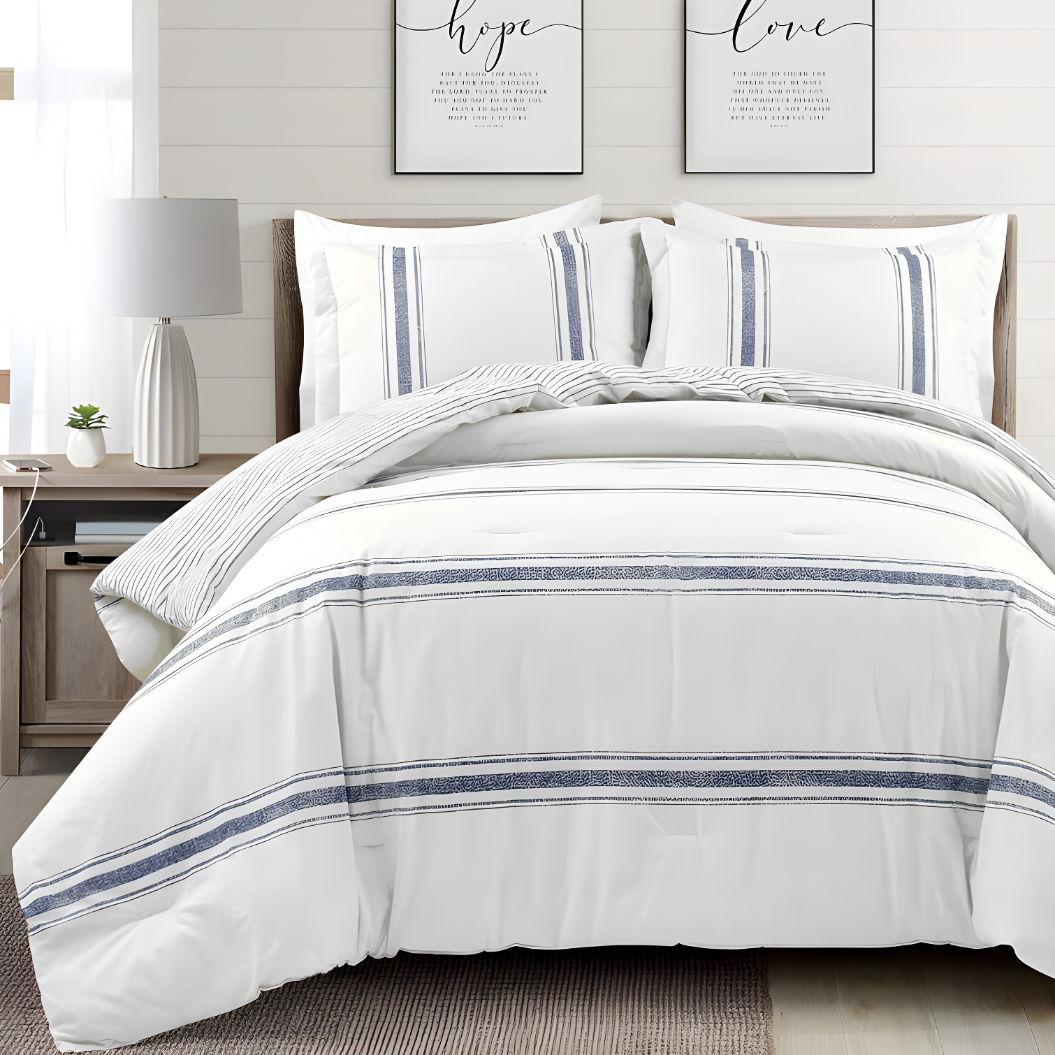 Farmhouse Standard Cotton Reversible Comforter Set