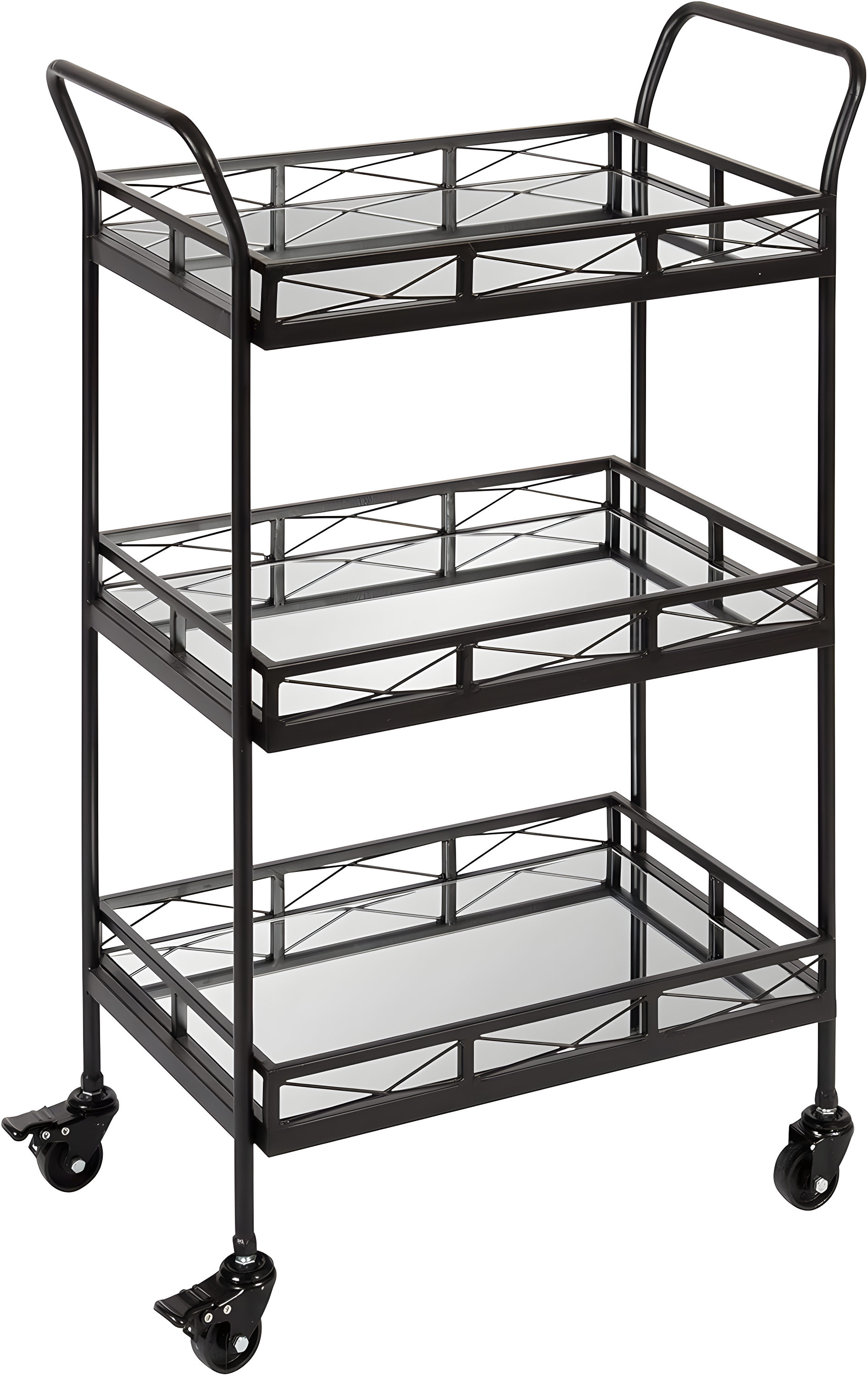 Kate and Laurel Ketia Rectangle Metal Bar Cart, 23x13x35, Black