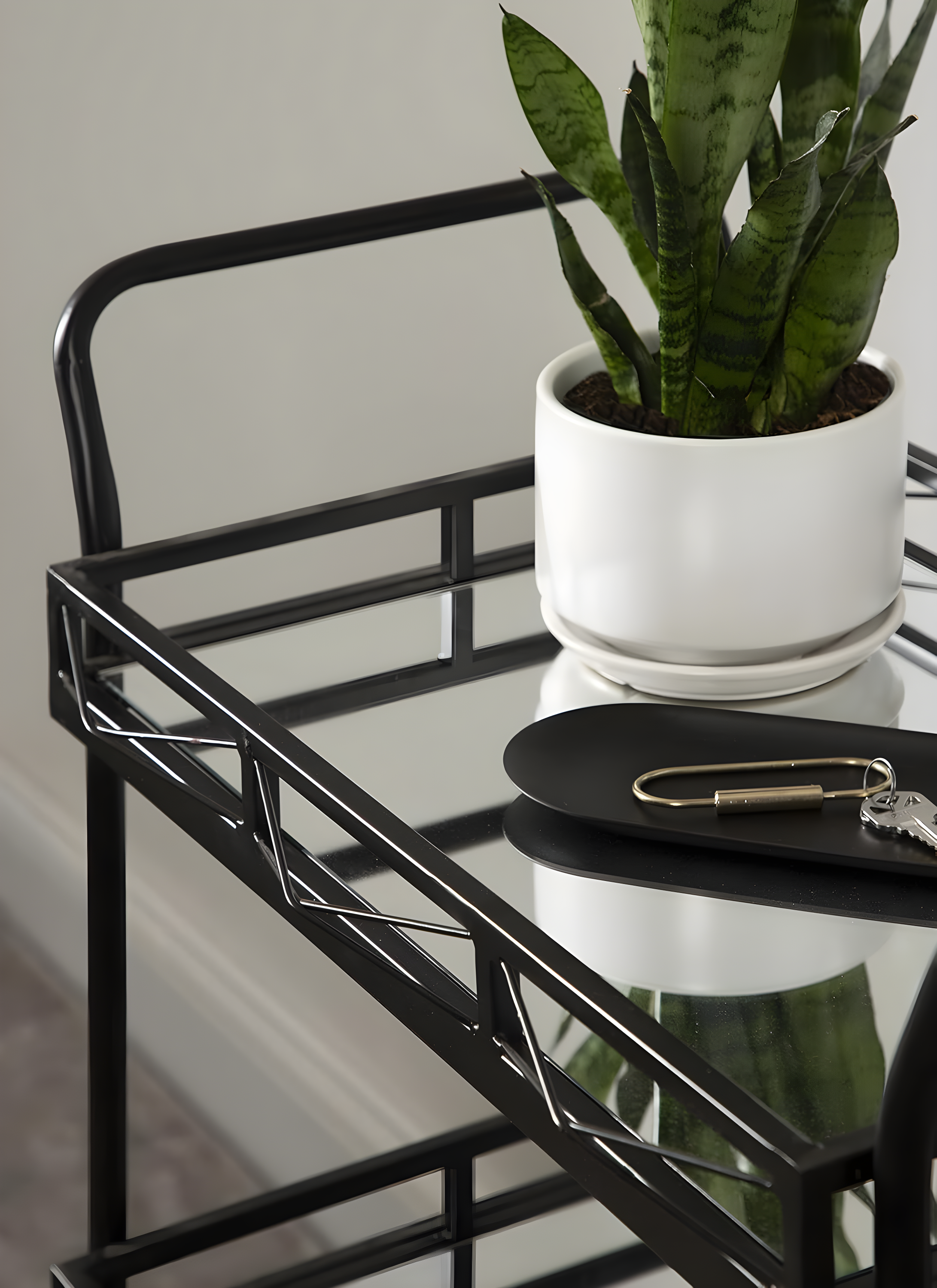 Kate and Laurel Ketia Rectangle Metal Bar Cart, 23x13x35, Black