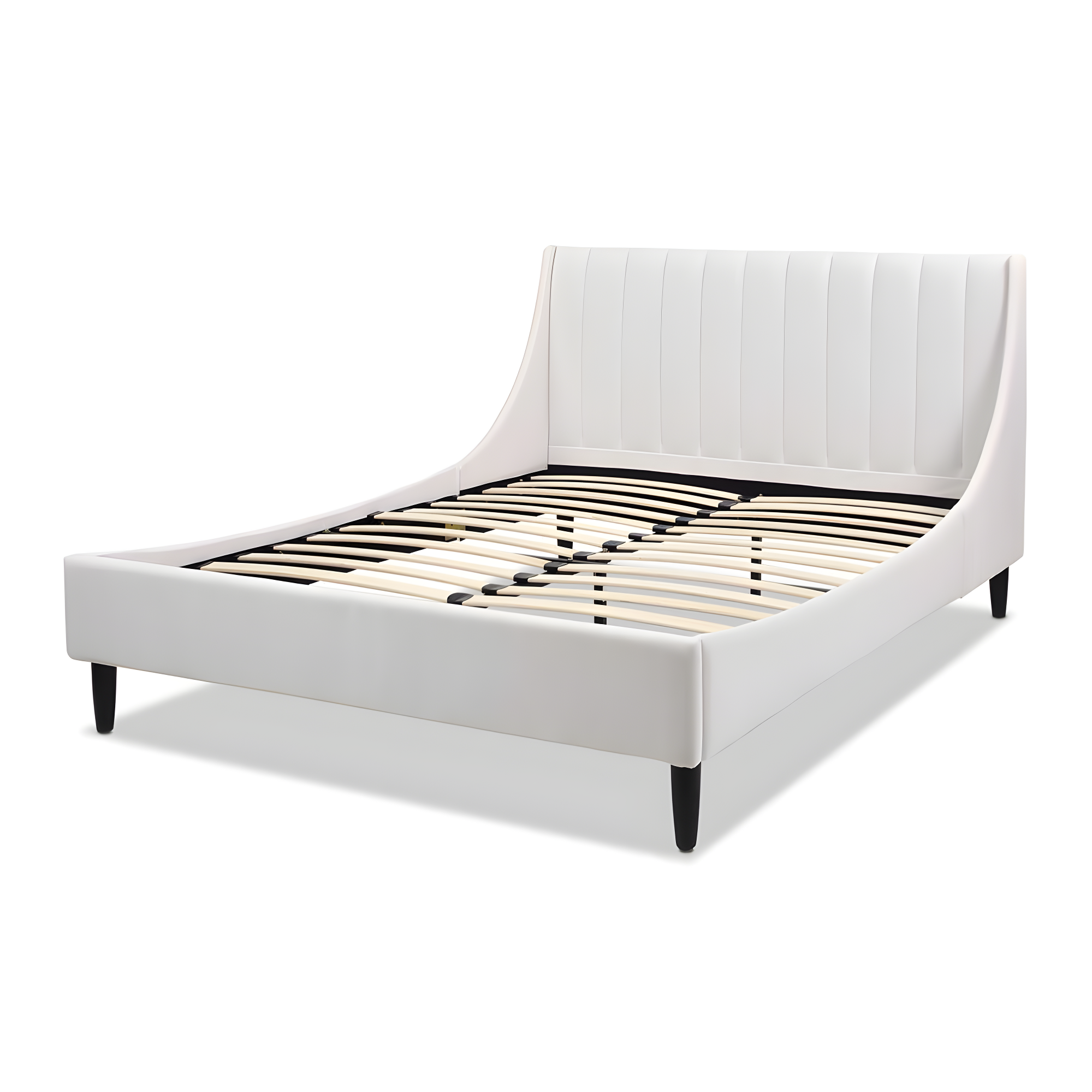 Aspen Queen Pine Upholstered Platform Bed with Tufted Headboard