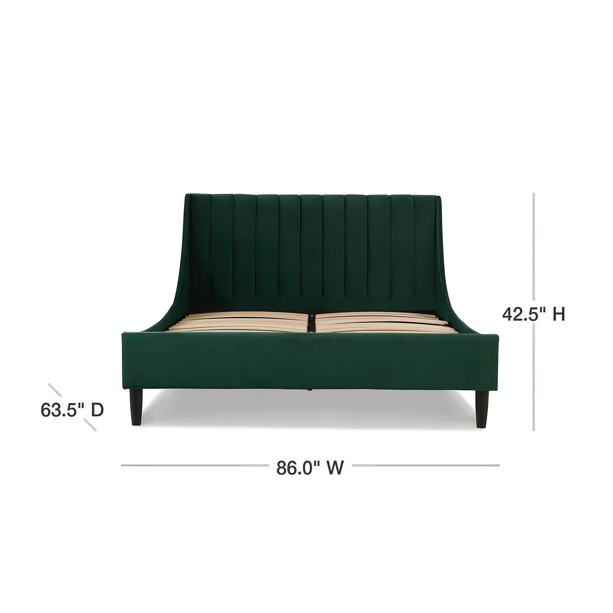 Aspen Queen Pine Upholstered Platform Bed with Tufted Headboard