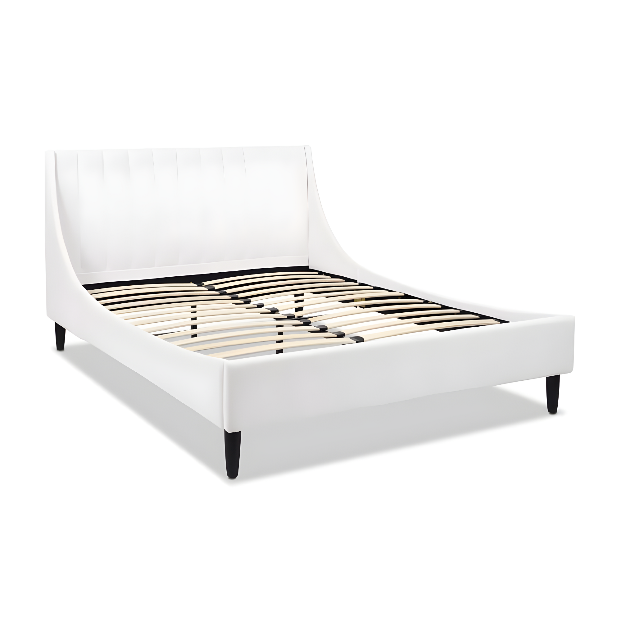 Aspen Queen Pine Upholstered Platform Bed with Tufted Headboard