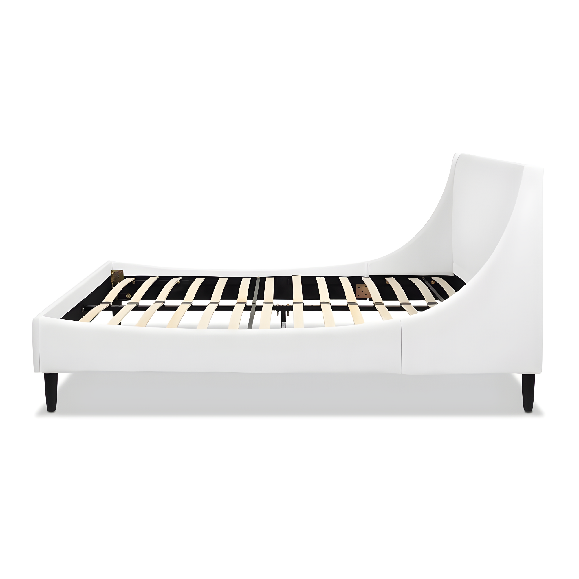 Aspen Queen Pine Upholstered Platform Bed with Tufted Headboard