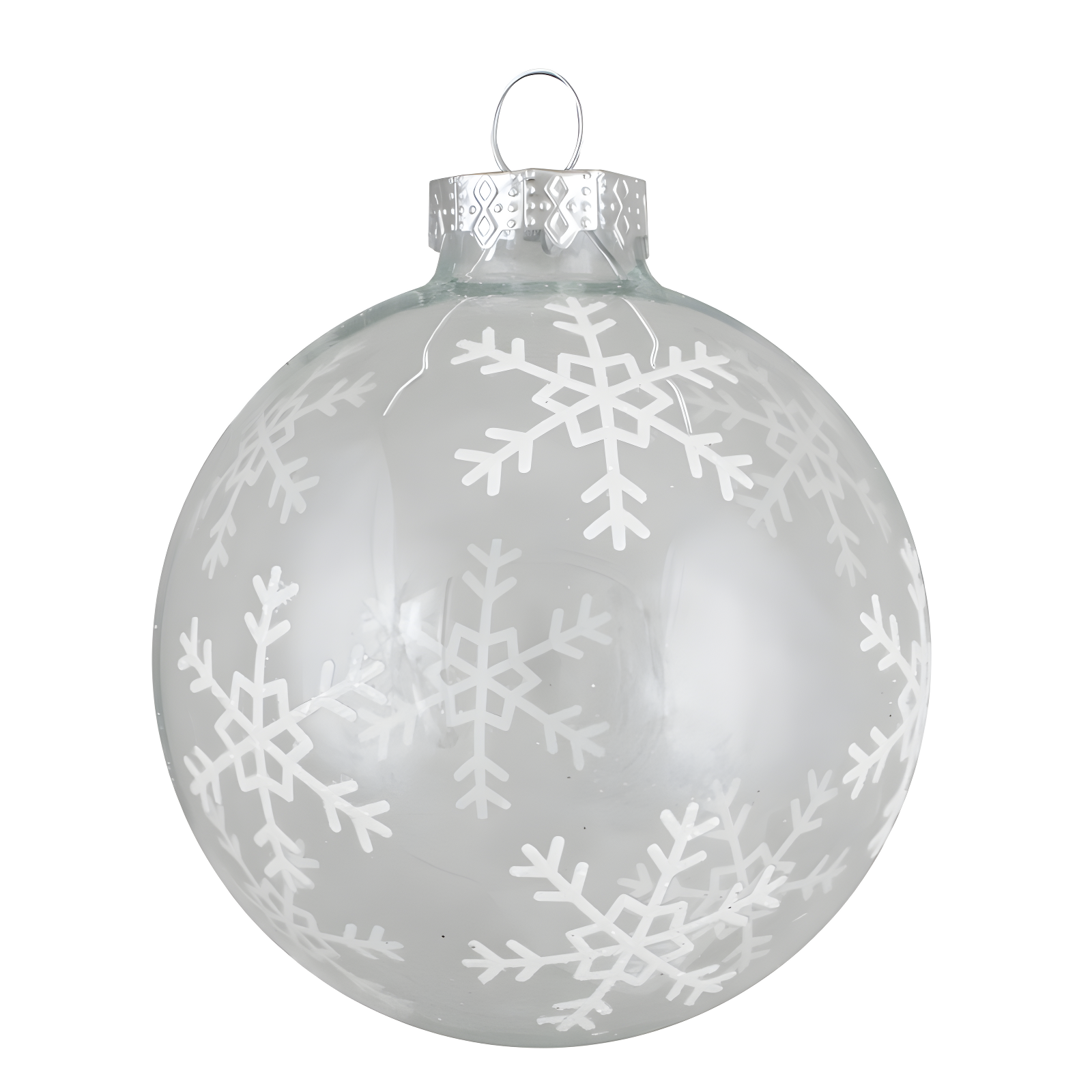 4 ct Gray and Clear Glass Ball Hanging Christmas Ornaments 3.25-Inch (80mm)