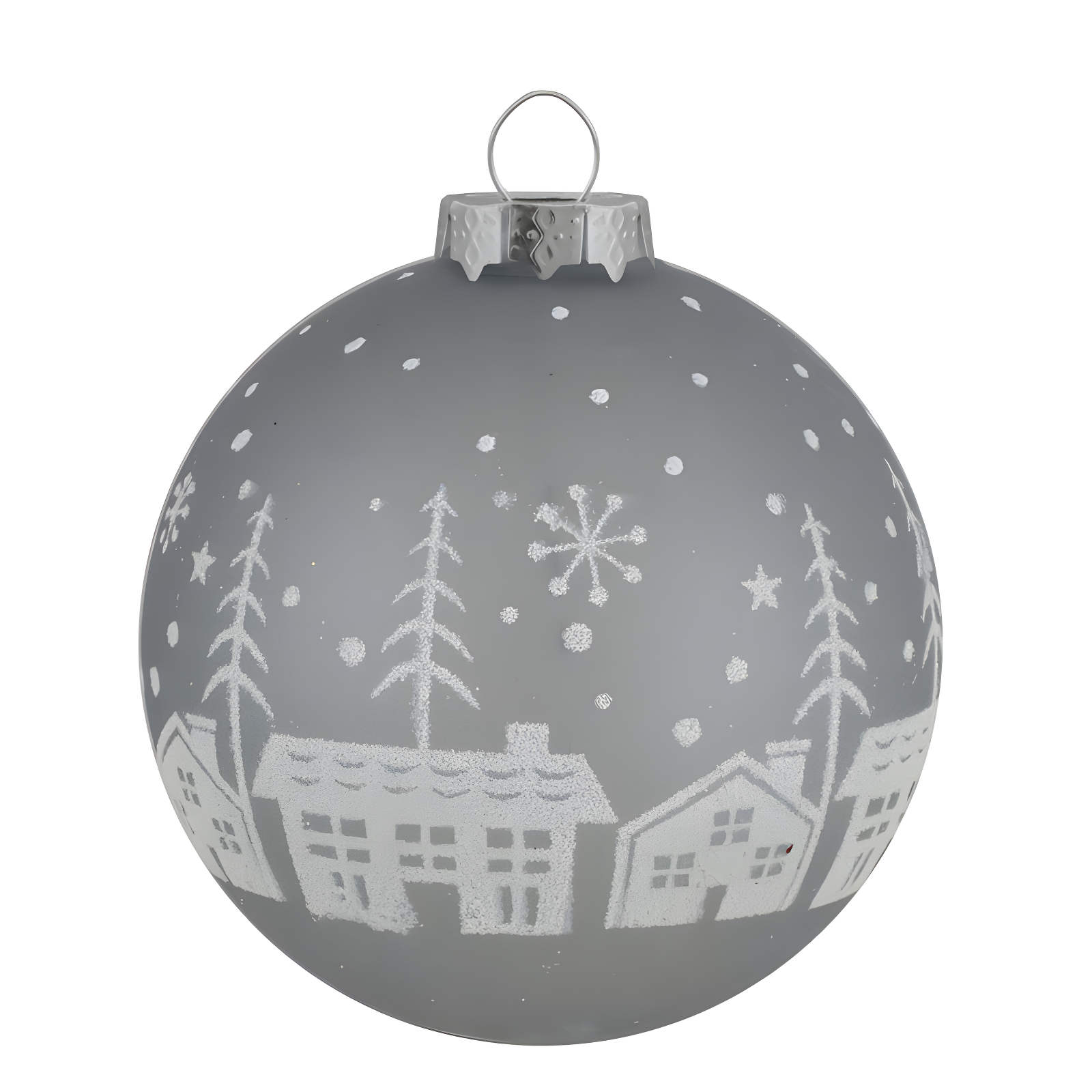 4 ct Gray and Clear Glass Ball Hanging Christmas Ornaments 3.25-Inch (80mm)