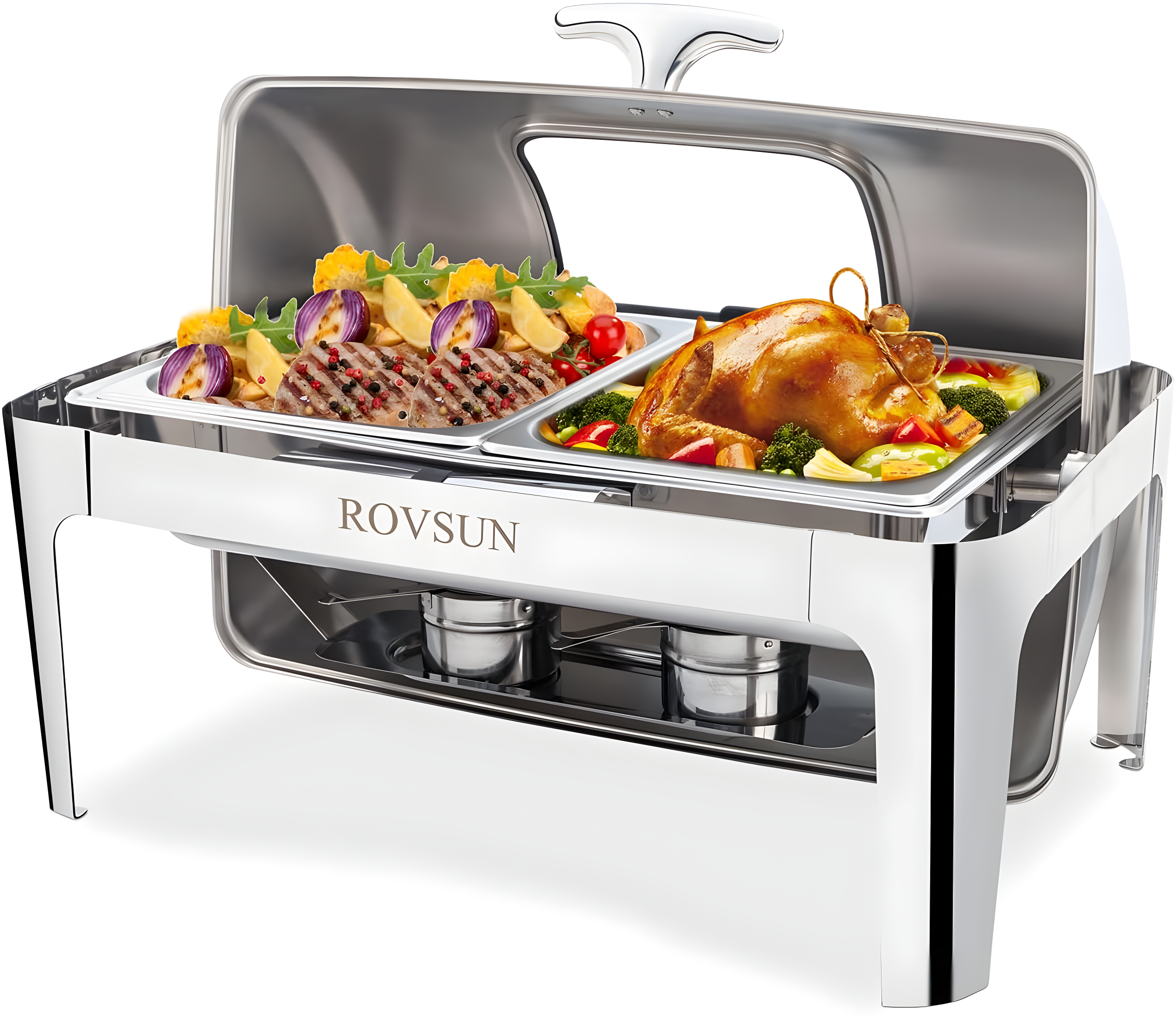 ROVSUN Roll Top Silver Stainless Steel Chafing Dish Buffet Set