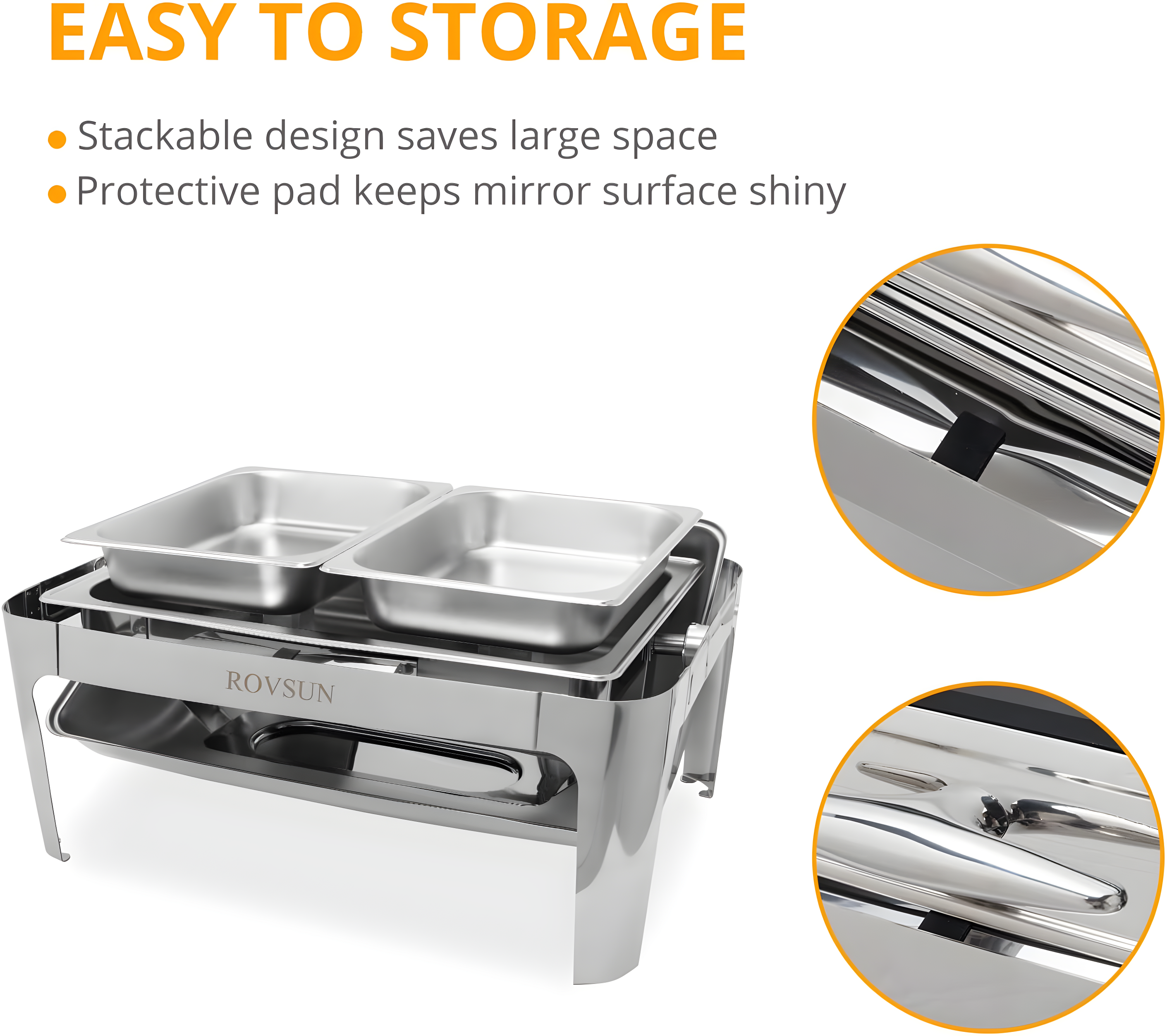 ROVSUN Roll Top Silver Stainless Steel Chafing Dish Buffet Set