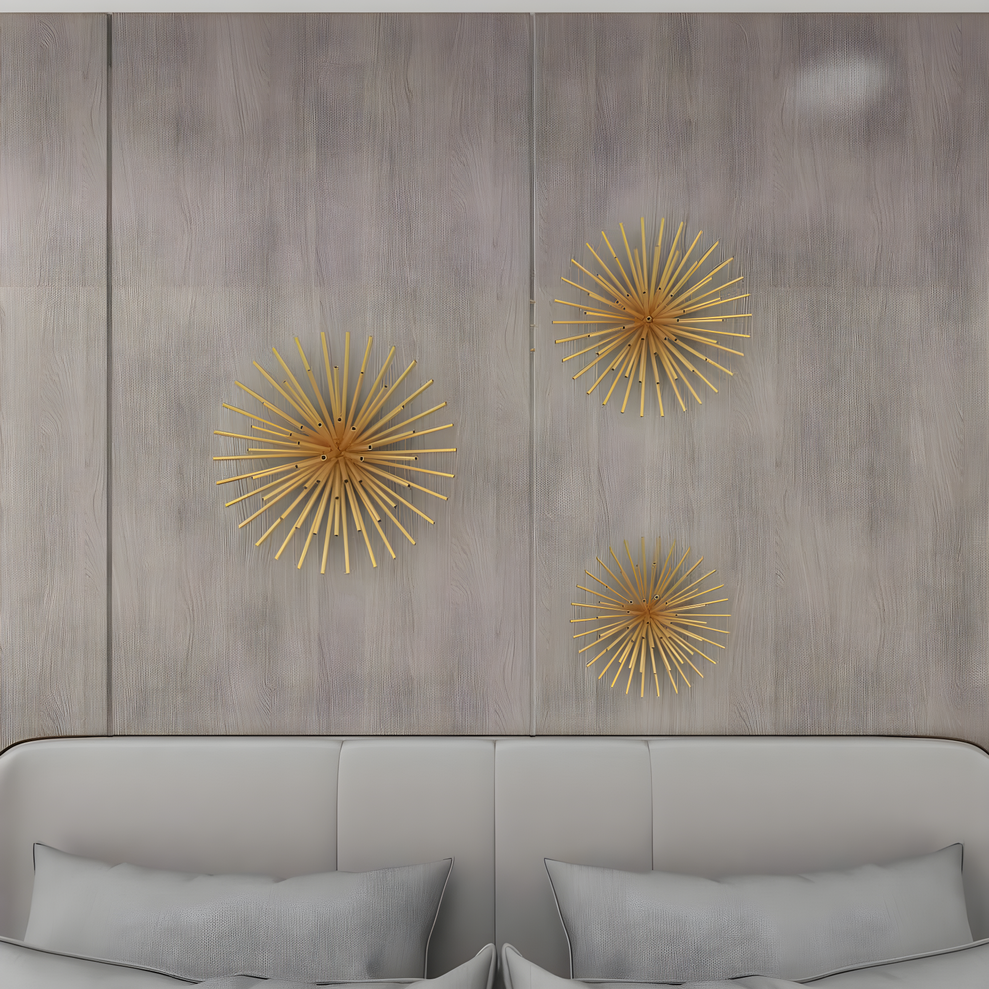 DecMode Contemporary Gold Metal 3D Starburst Wall Décor, Set of 3 16", 20", 24"D