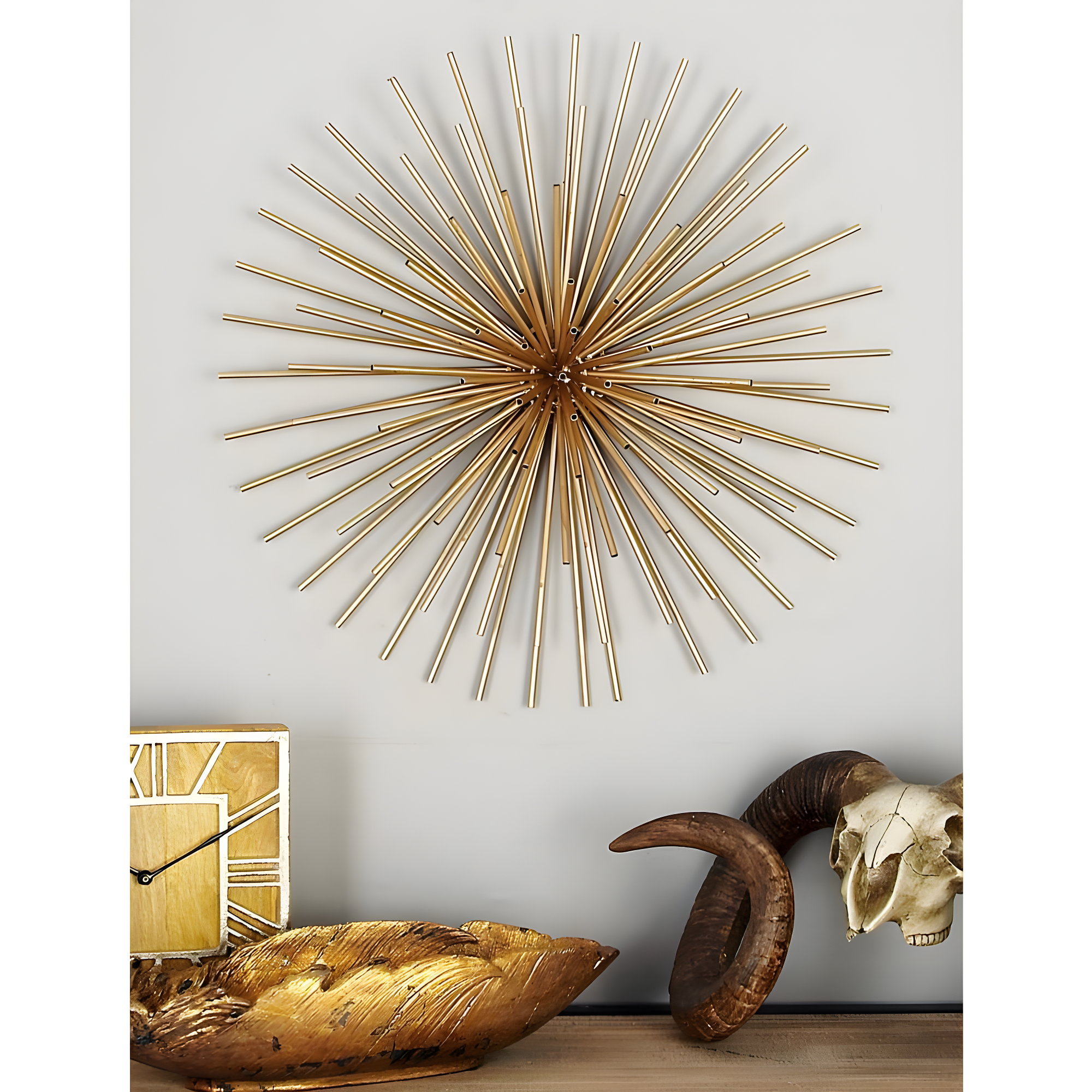DecMode Contemporary Gold Metal 3D Starburst Wall Décor, Set of 3 16", 20", 24"D