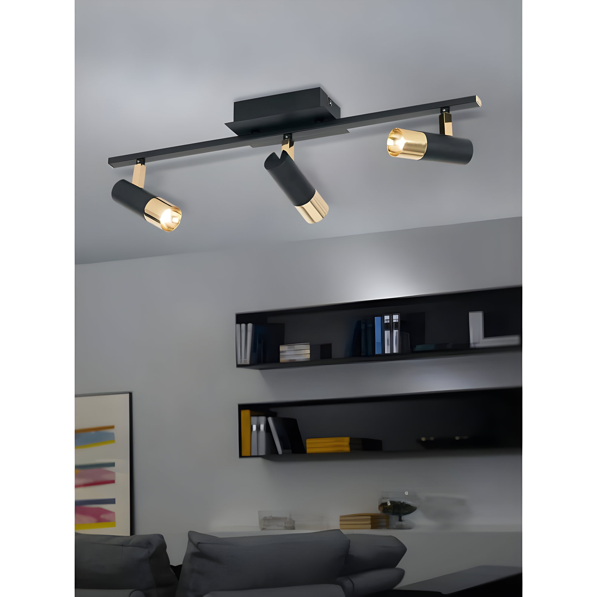 Tomares Warm Light Wood and Black 3-Light LED Track Light
