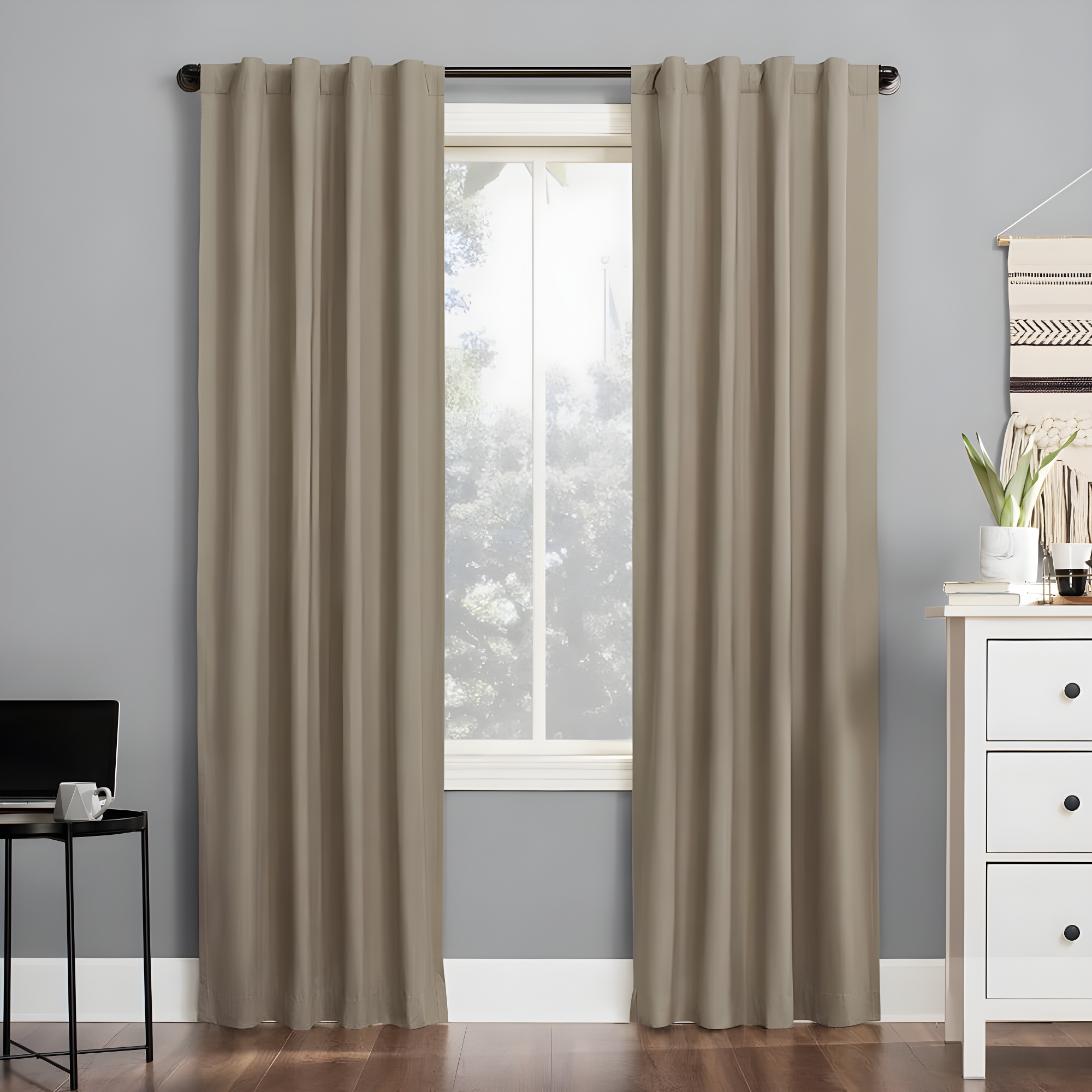 40"x84" Sun Zero 100% Blackout Cyrus Thermal Back Tab Curtain Panel Beige: Modern Indoor Solid Polyester