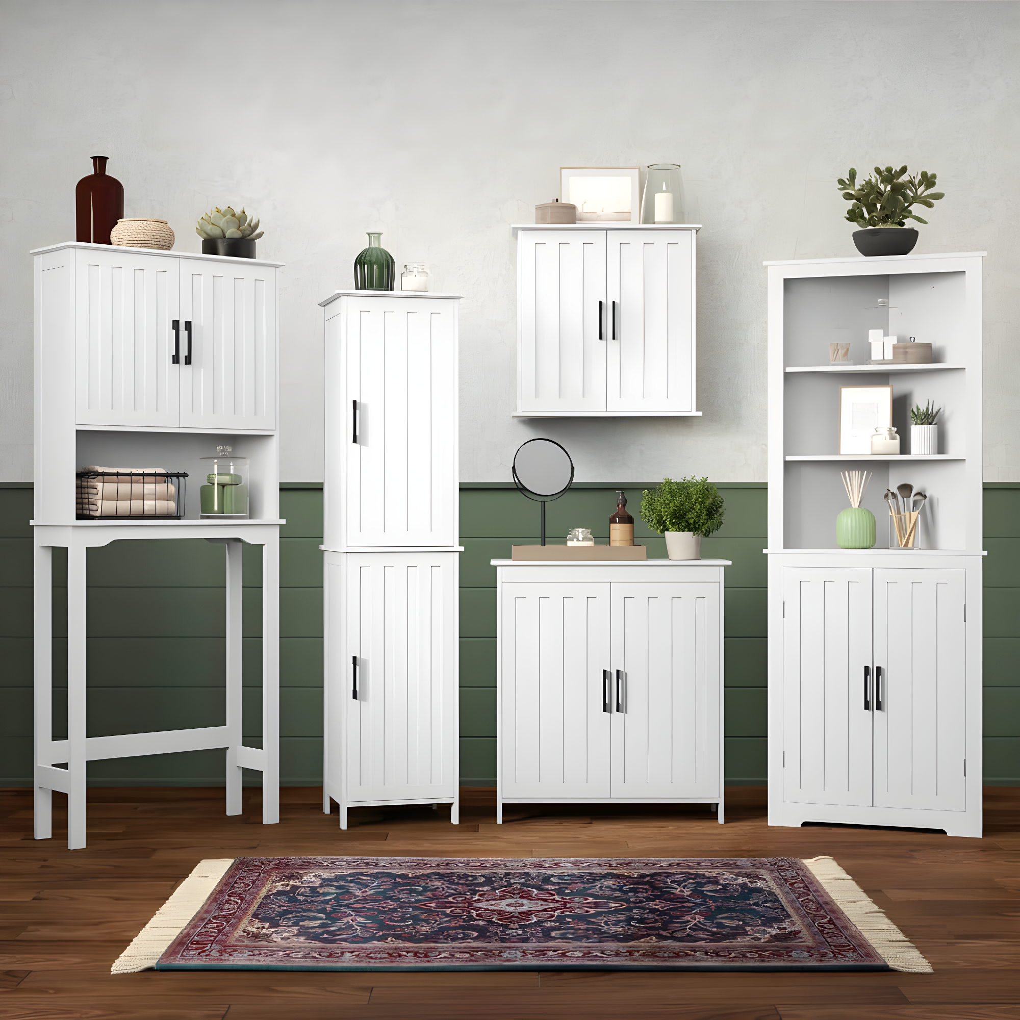 RiverRidge Home RiverRidge Monroe Tall Corner Bathroom Cabinet Storage Organizer with Doors and an Adjustable Shelf - White